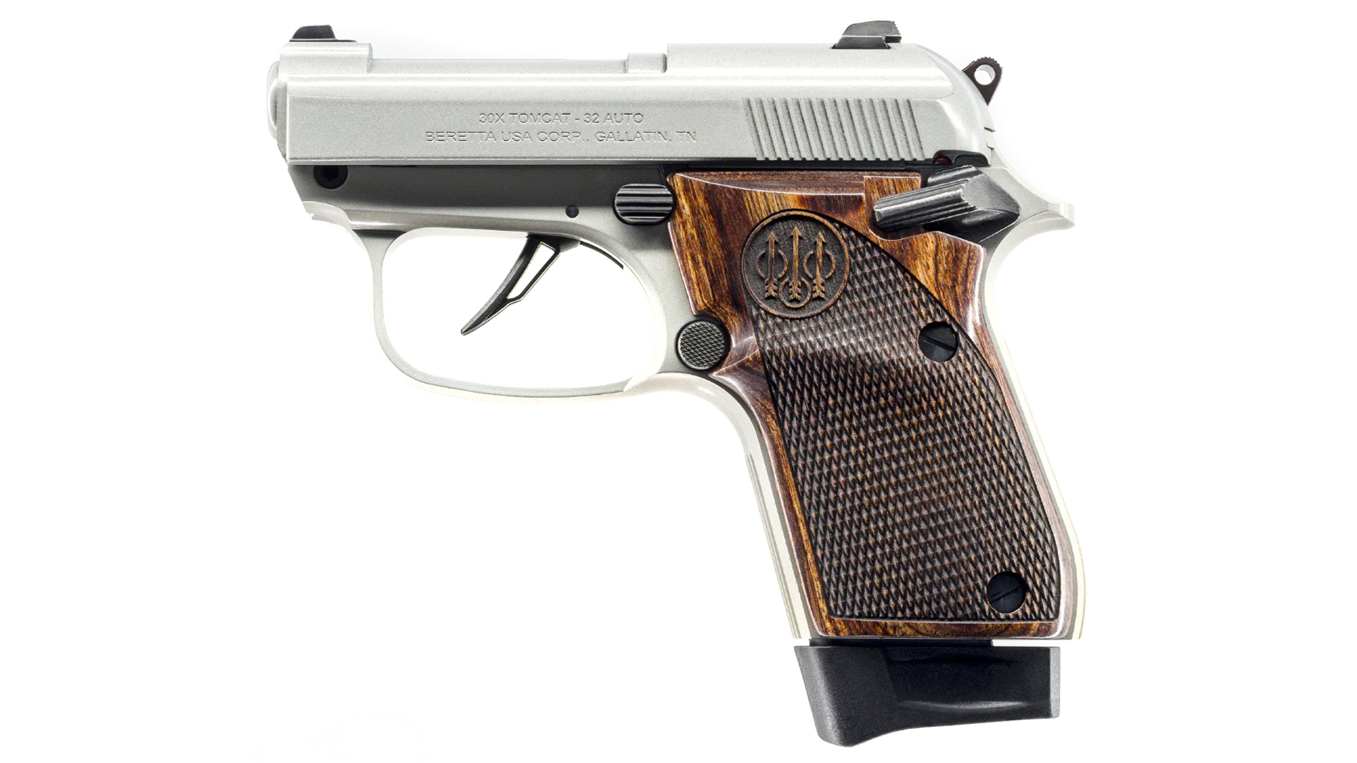 Left-side view of the Beretta 30X pistol with the barrel closed.