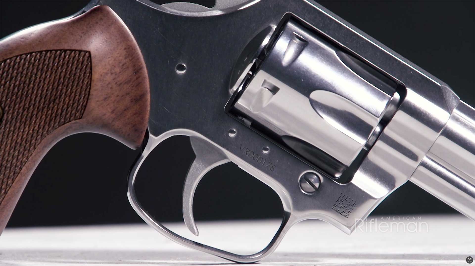 Right side view of the enlarged trigger guard on the Colt Viper.