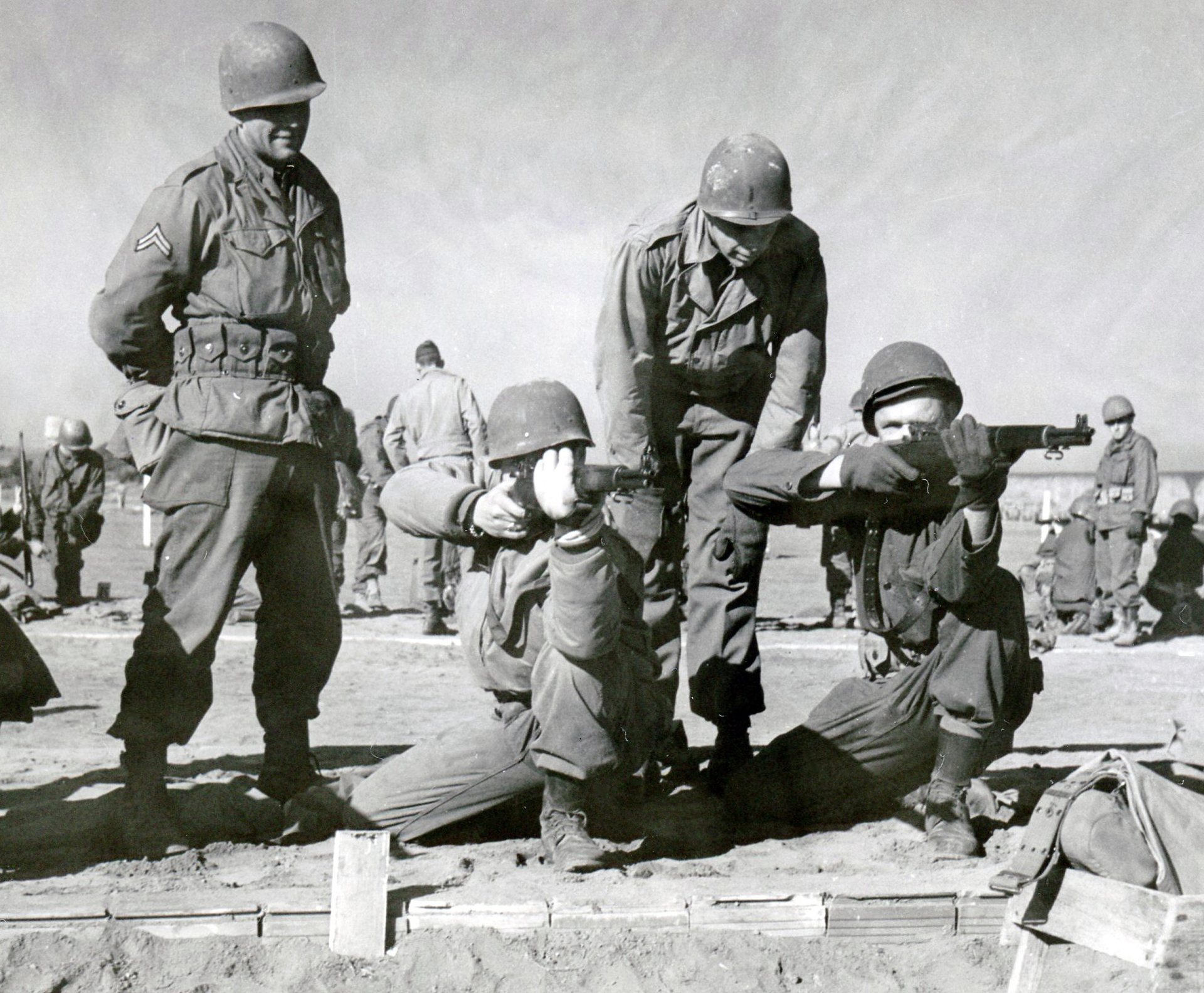 Advanced marksmanship training with standard infantry weapons, particularly the M1 rifle, proved essential as replacement troops filled the ranks. Italy, spring 1945.