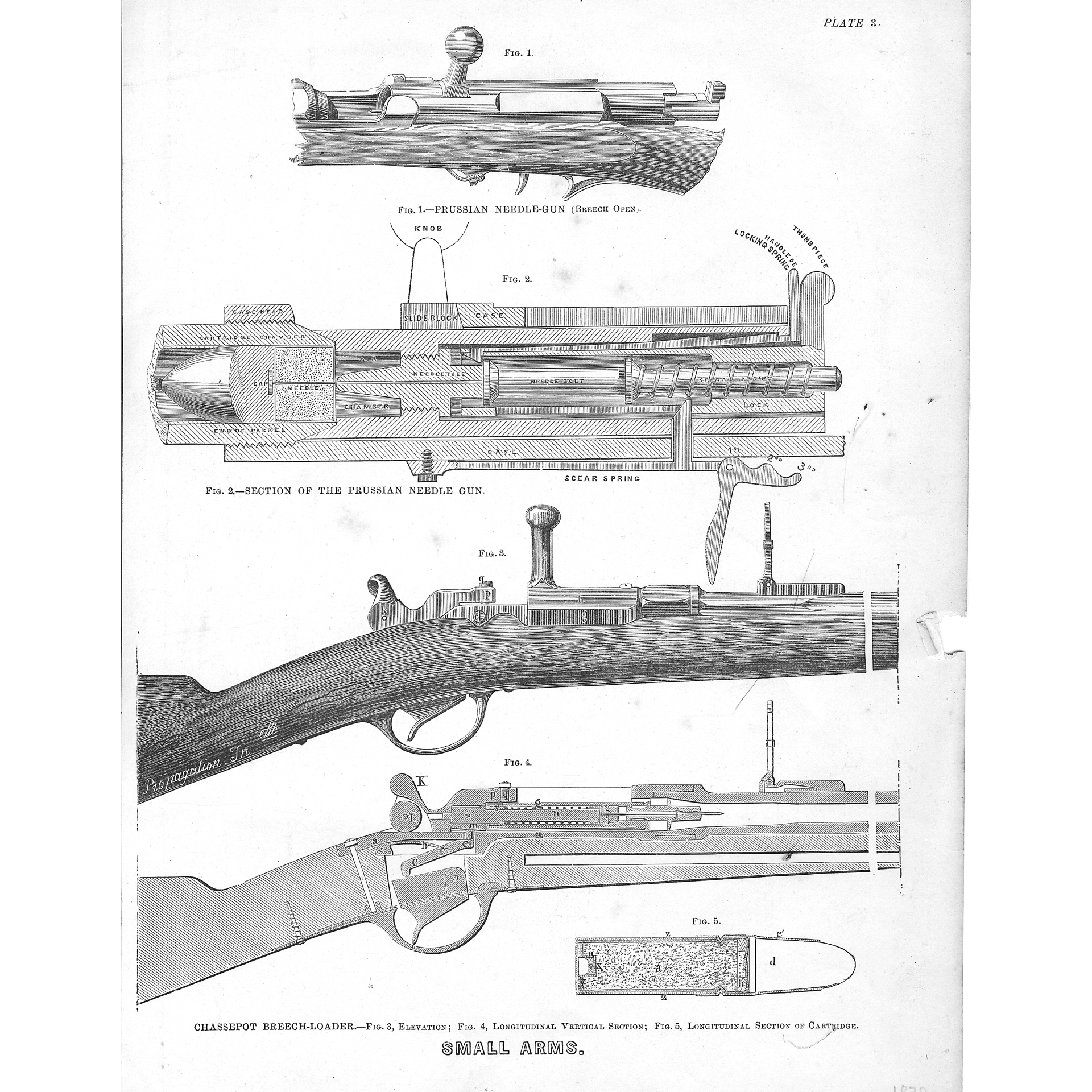 prussian needle gun dreyse chassepot drawings sectioned view cartridge