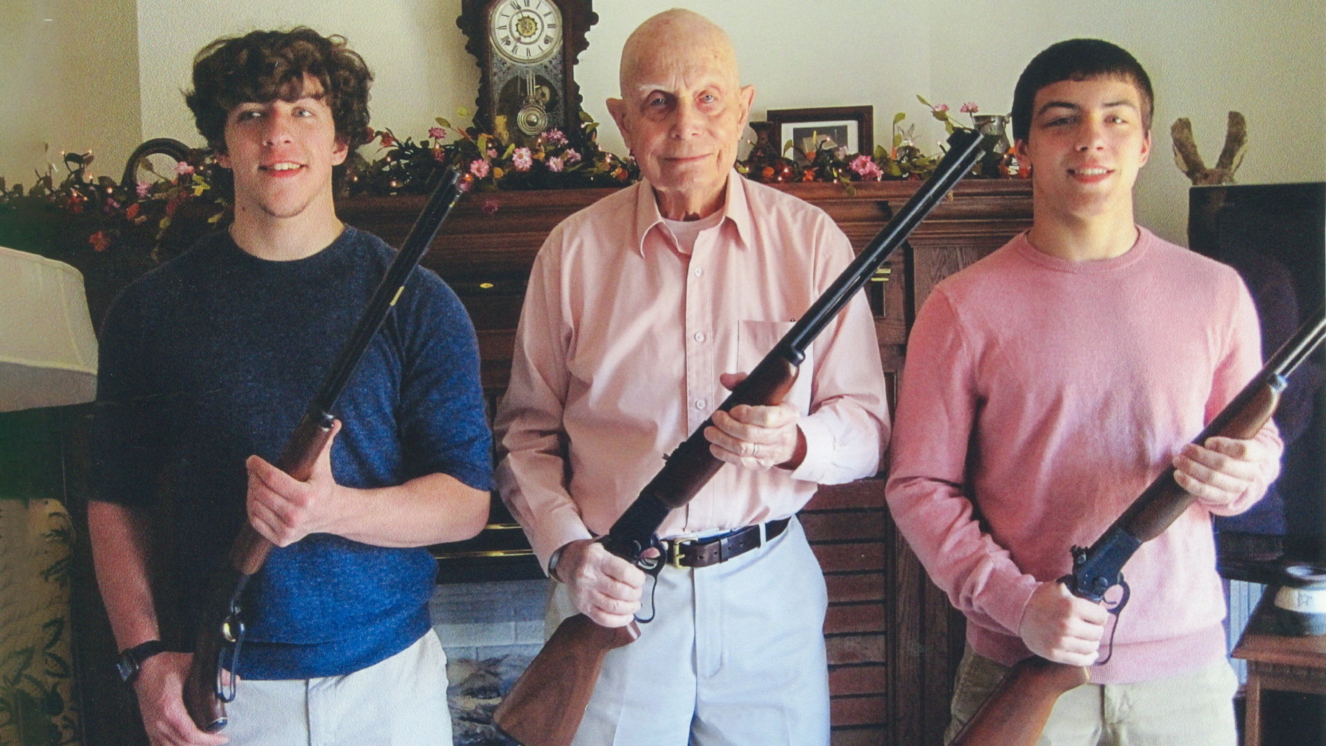 grandfather with twin grandsons holding Marlin 39A