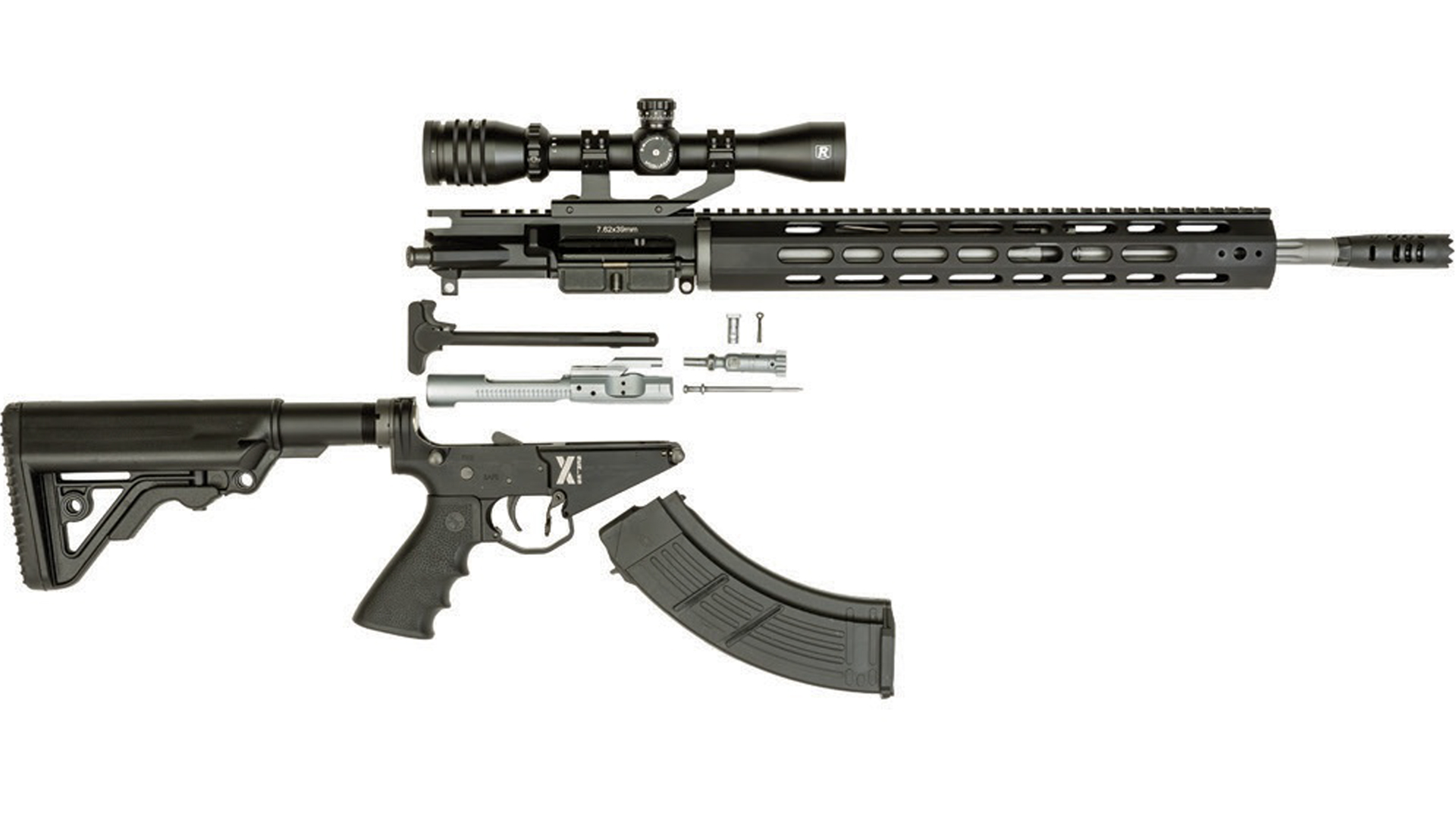 Rock River Arms LAR-47 X-1 exploded view right side rifle parts disassembled