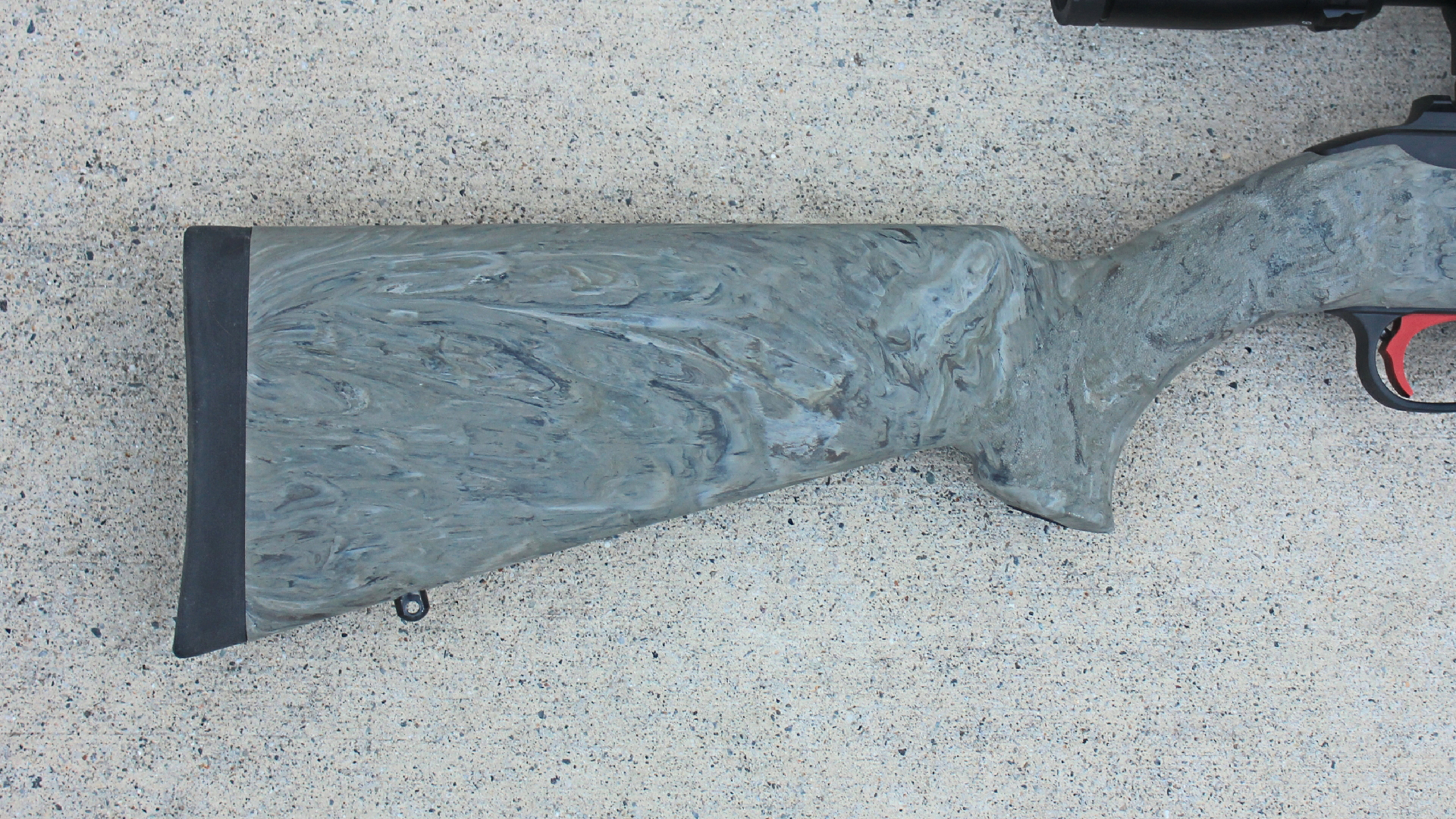 Bear Creek Arsenal BC-202 rifle buttstock camouflage brown shown on concrete floor