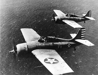 Two U.S. Navy Grumman F4F-3 Wildcats