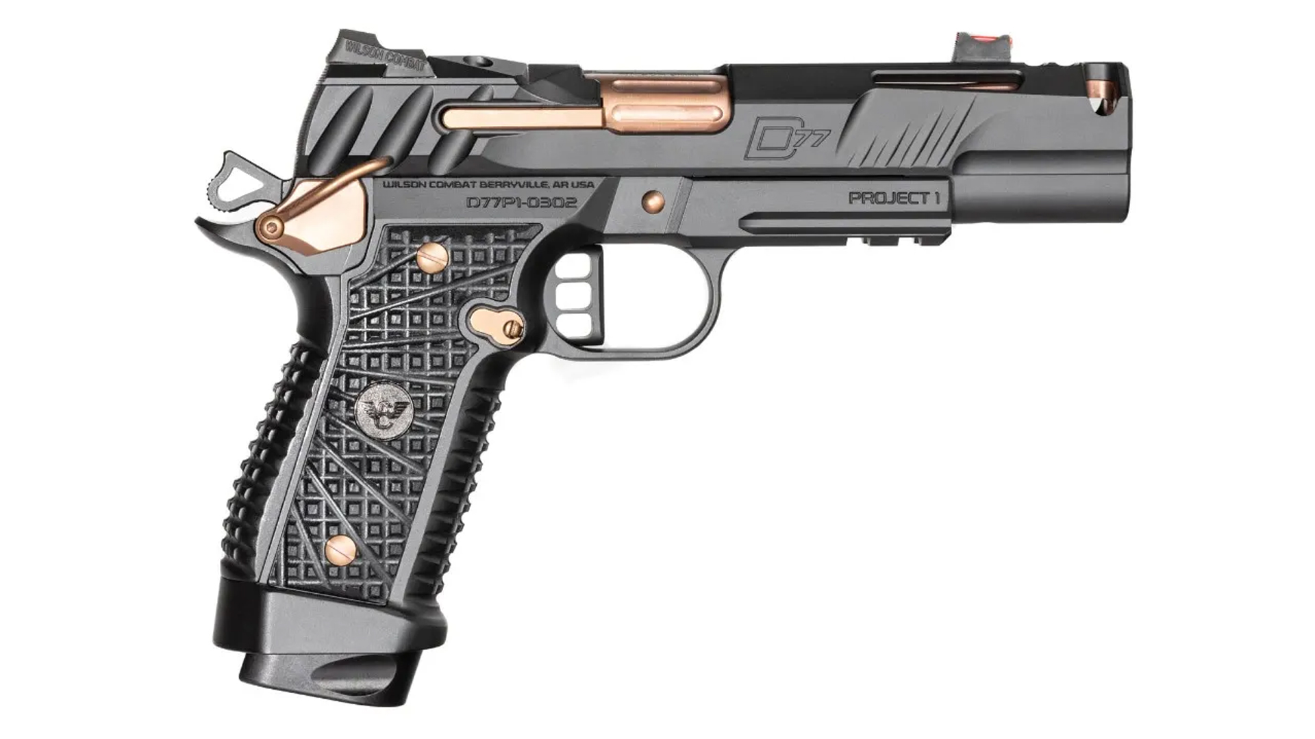 Right side of the Wilson Combat Division 77 Project 1 handgun.