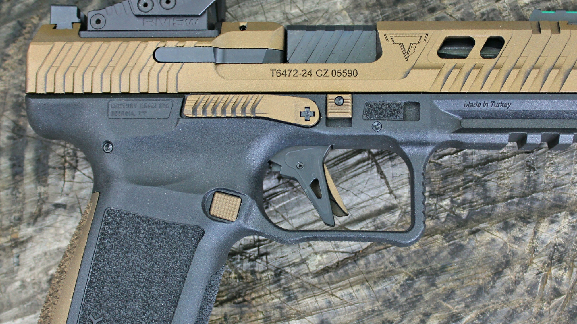 Canik TTI Combat 9 mm pistol right side trigger flat face