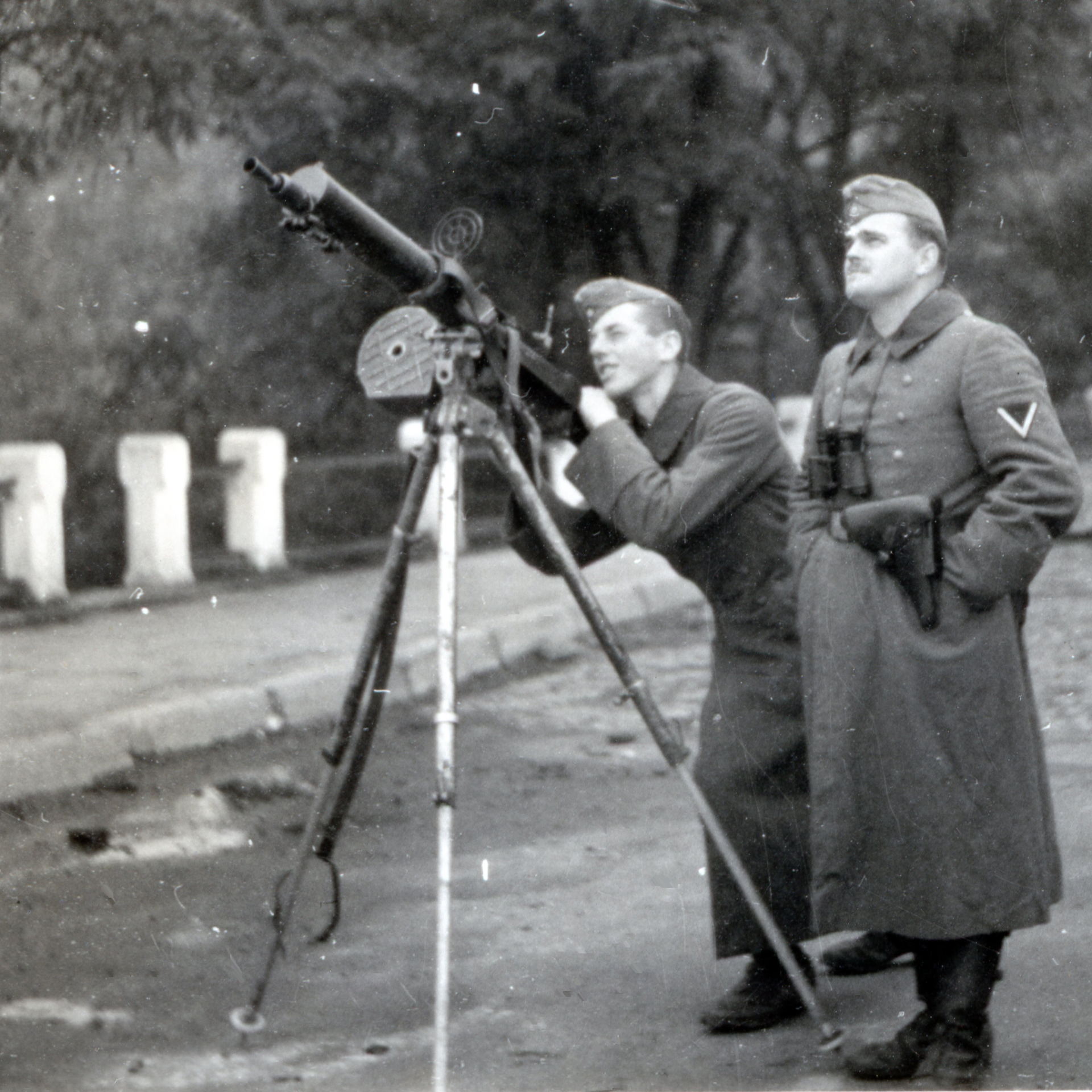 During WWII, the primary use of the MG08/15 was in the light anti-aircraft role—this one is mounted on the 08/15 AA tripod.  Author’s collection