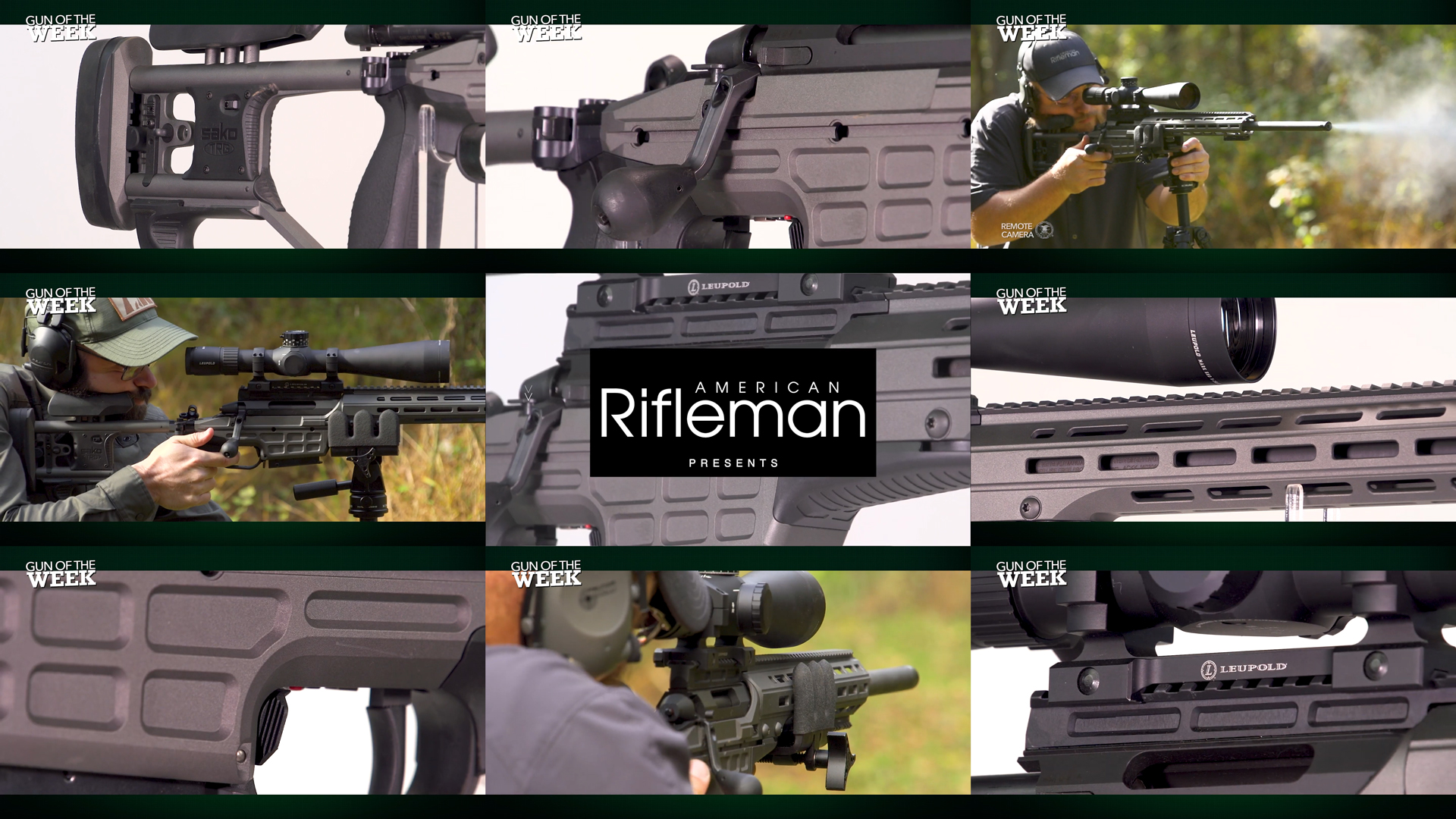 American Rifleman Presents Gun Of The Week SAKO TRG 22 A1 bolt-action rifle nine images arrangement details tiles