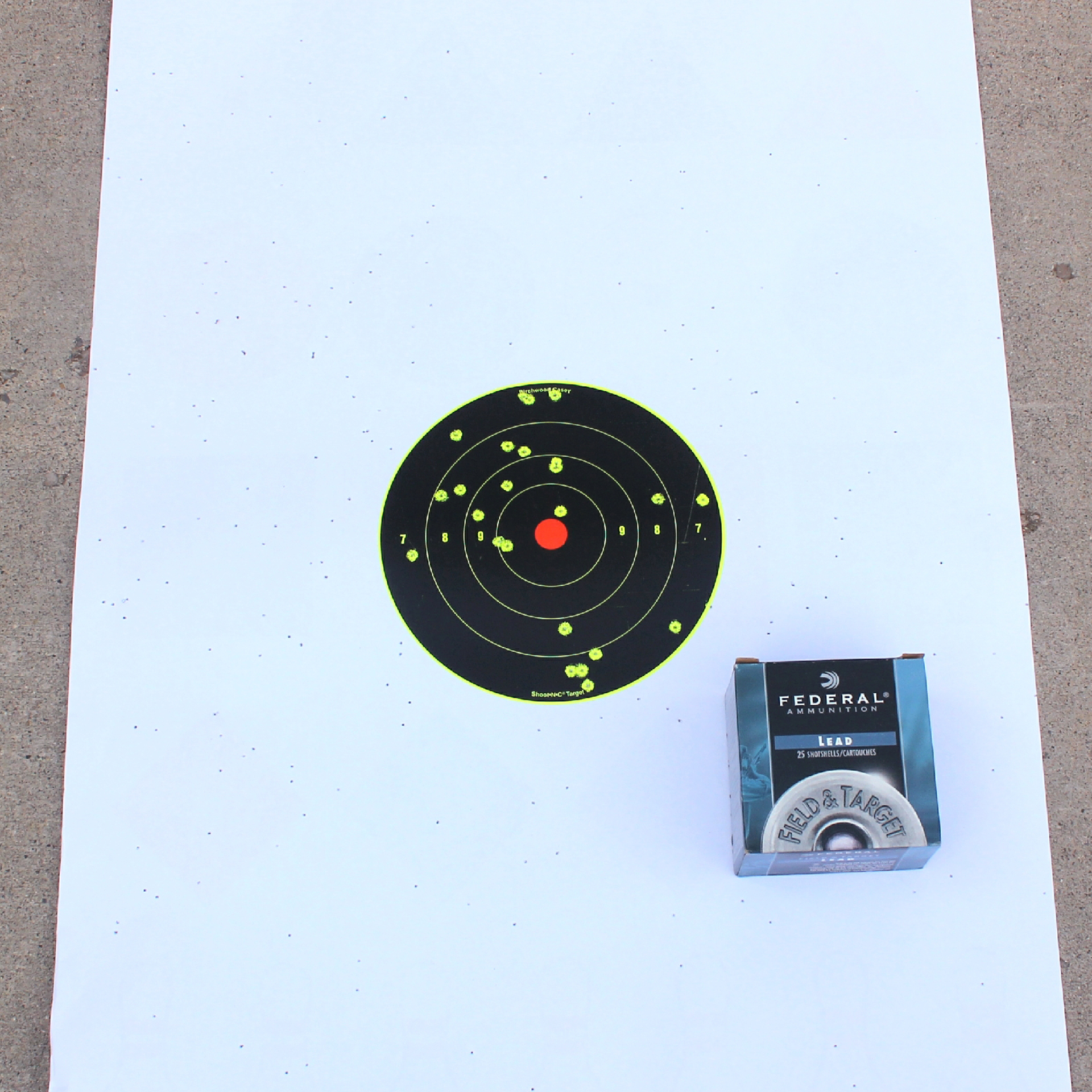 Heritage Badlander ammunition testing target pattern bullseye ammo box white paper