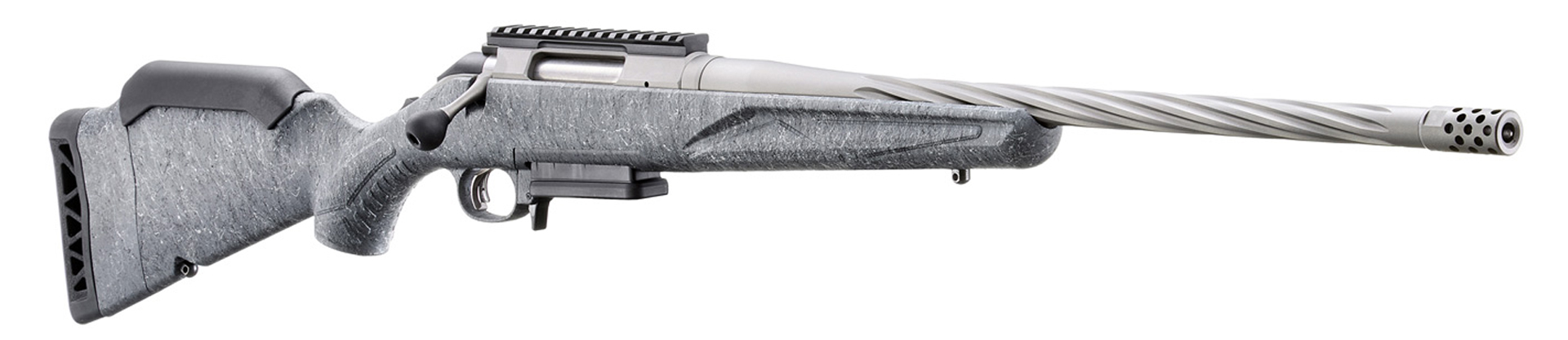 Right-side view of ruger american gen ii standard bolt-action rifle gray gun