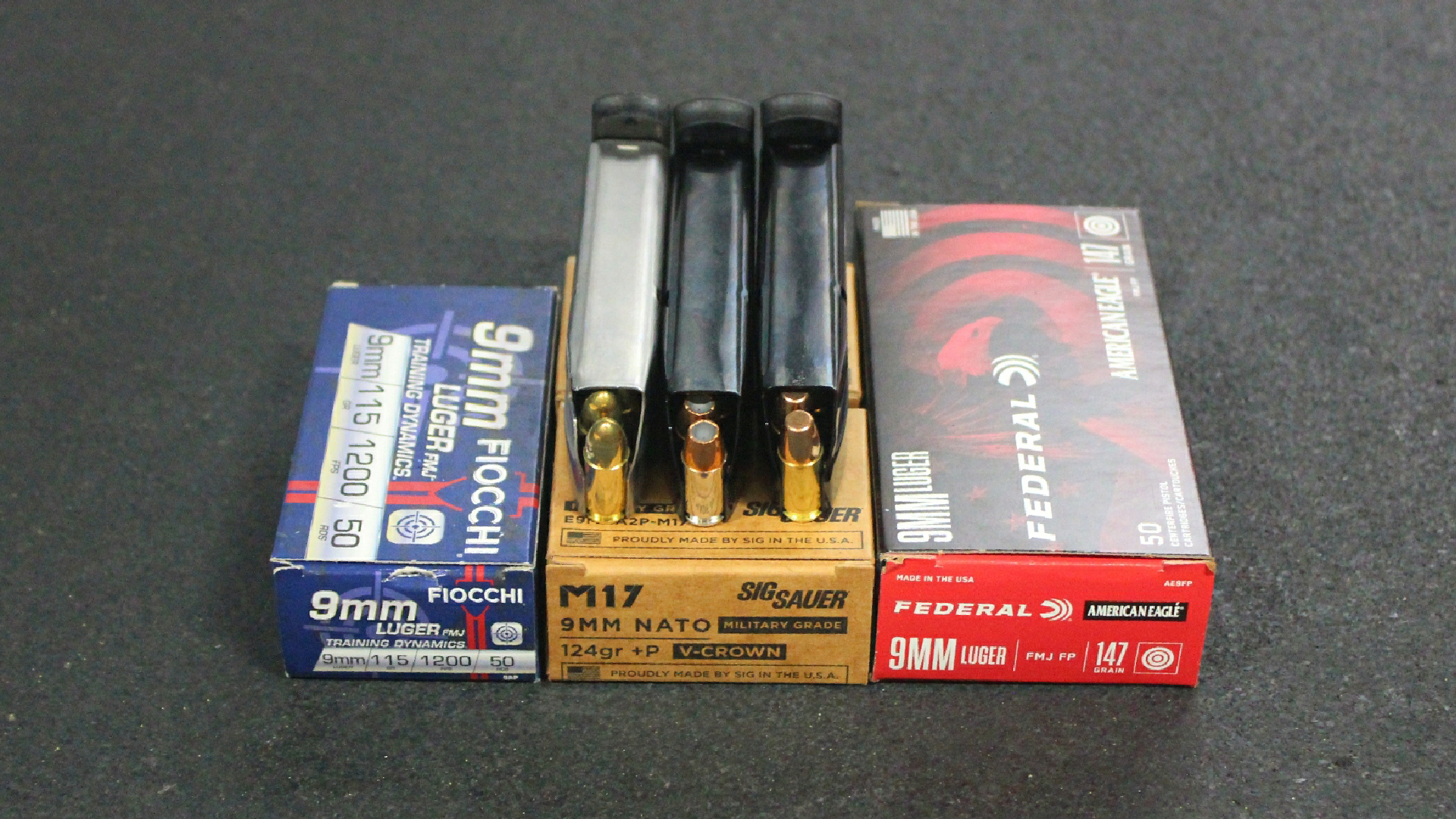 Ammunition and magazines used for sampling accuracy of a Smith & Wesson Model 5946 law enforcement trade-in