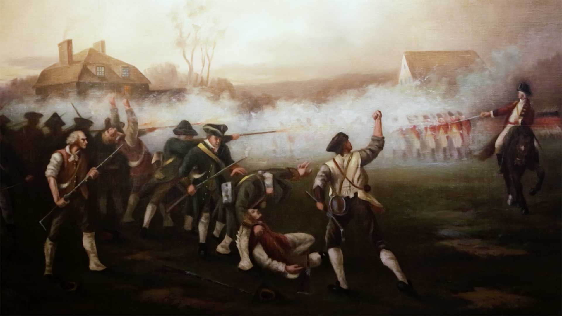 Don Troiana American Revolution Lexington & Concord SHOT HEARD ROUND THE WORLD painting men militiamen british redcoats