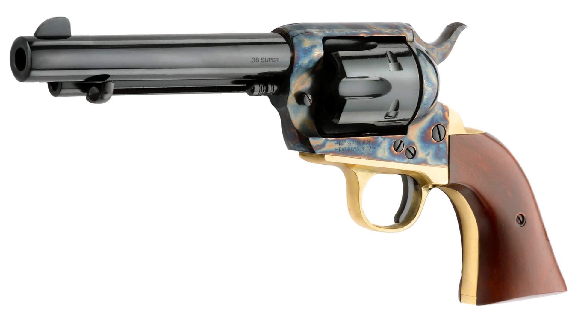 Left side, angled view of Pietta's 1873 single-action revolver.