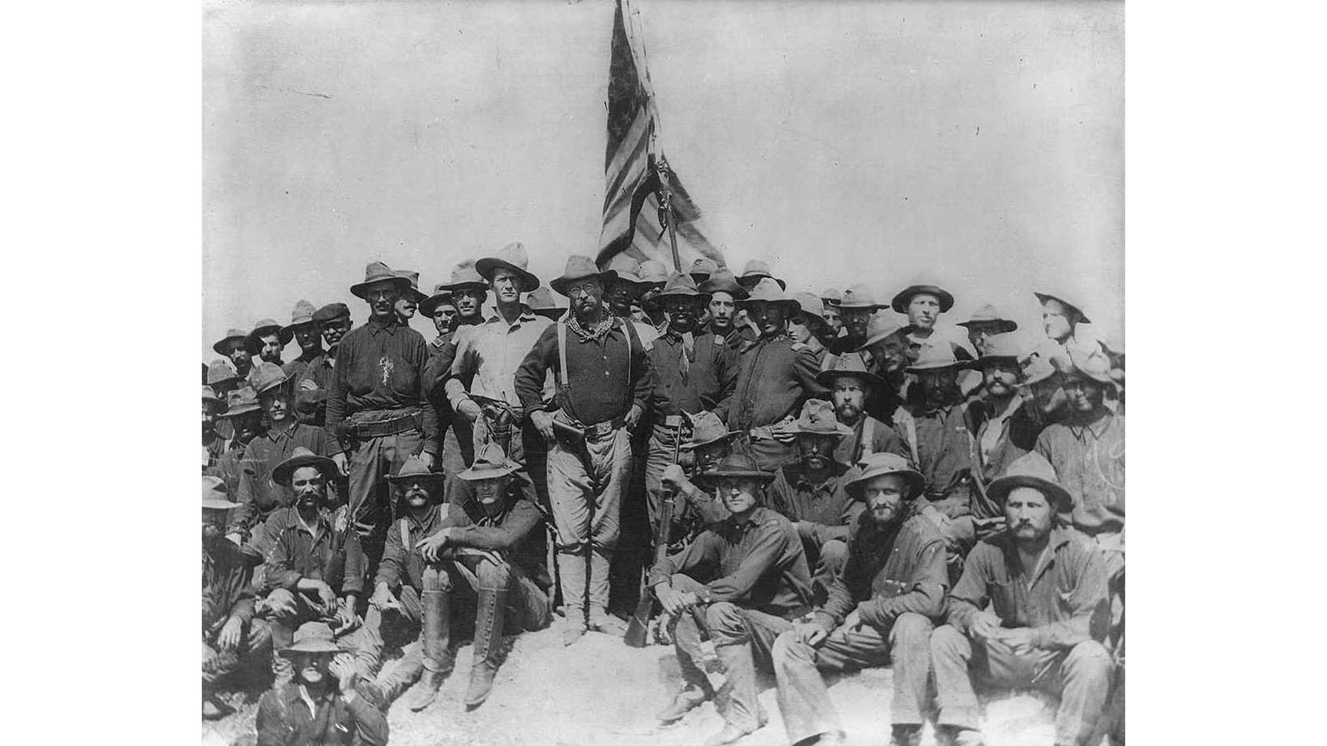 Theodoore Roosevelt Rough Riders San Juan Hill American Flag
