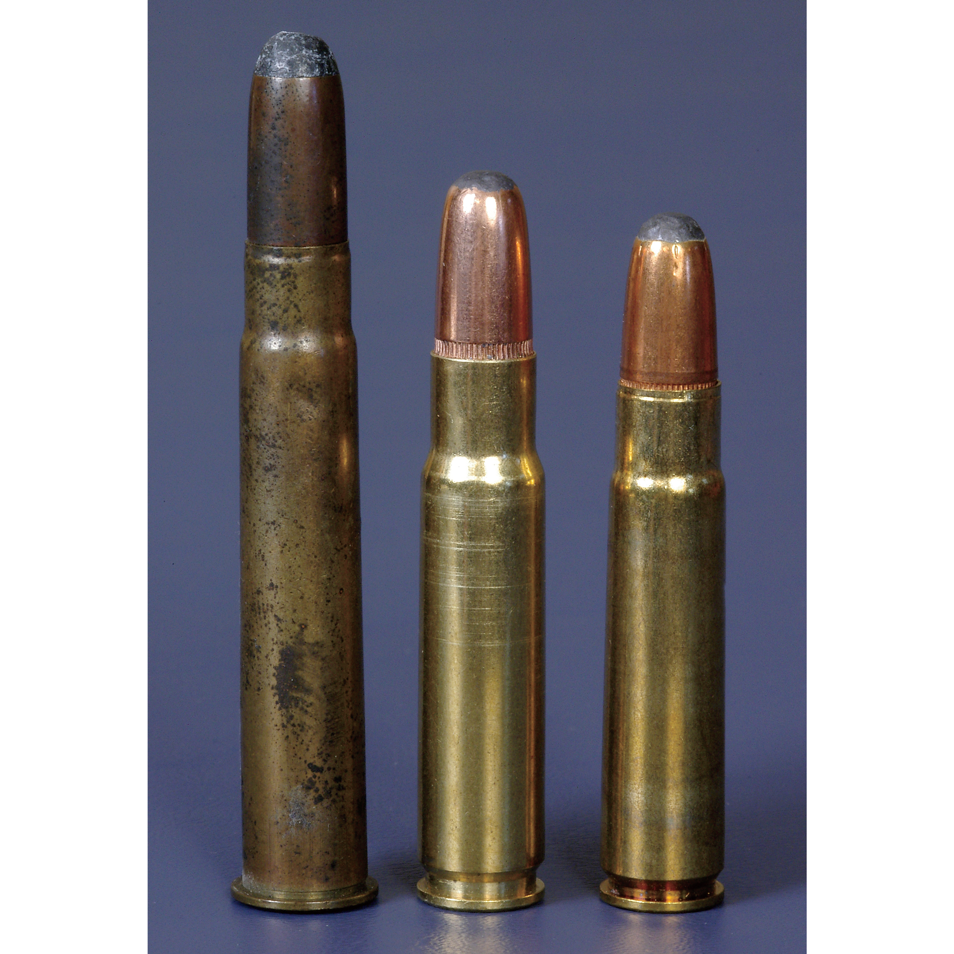 Shown (l. to r.) are the .35 Win., .358 Win. and .35 Rem. cartridges. Of the three, the .358 Winchester produces the best performance.