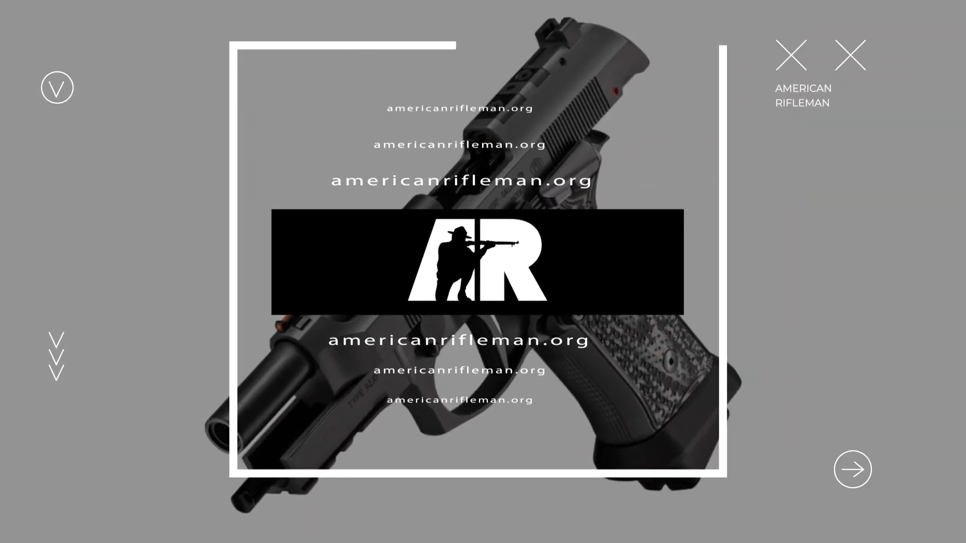 AmericanRifleman.org title screen box around beretta pistol background