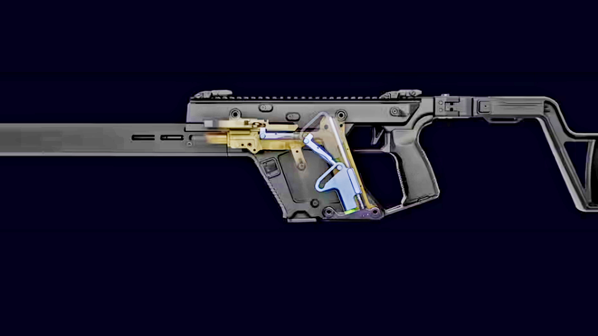 Cutaway view of a KRISS Vector Gen 3 operating system.