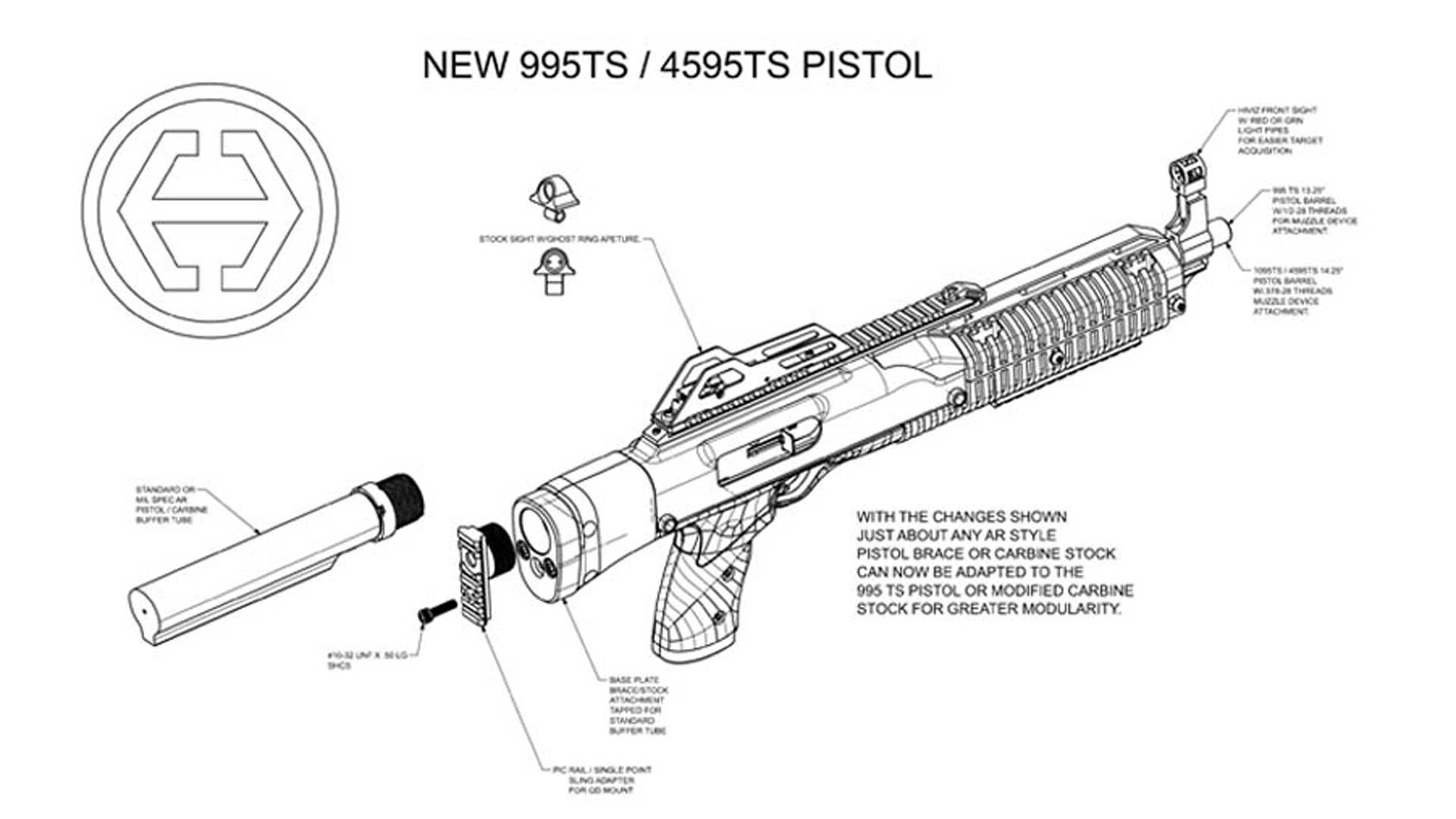 An artistic rendering of the Hi-Point large-format pistol design.