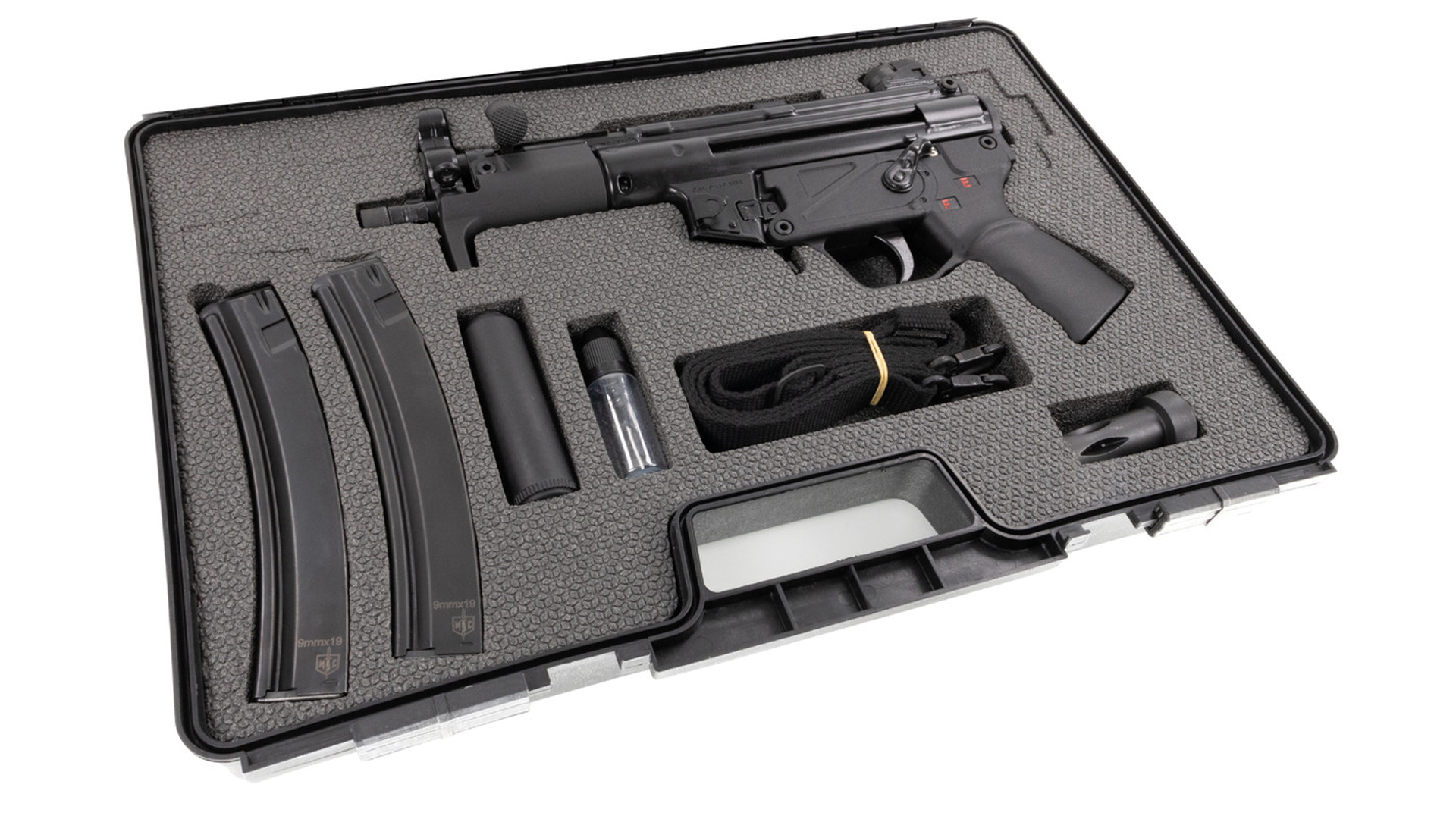 New For 2025: MAC-5K shown left-side view in custom plastic case with custom foam cutouts for magazines accessories and gun