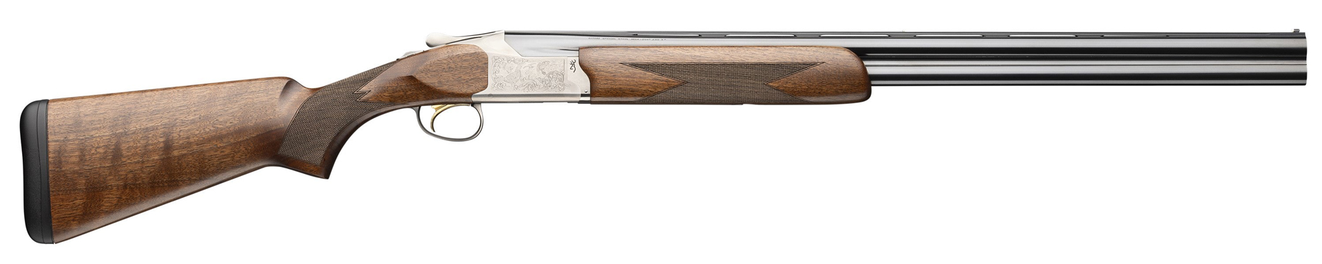 New For 2025: Browning Citori 825 Field right-side view over-under shotgun walnut stock silver nitride receiver gloss blued steel