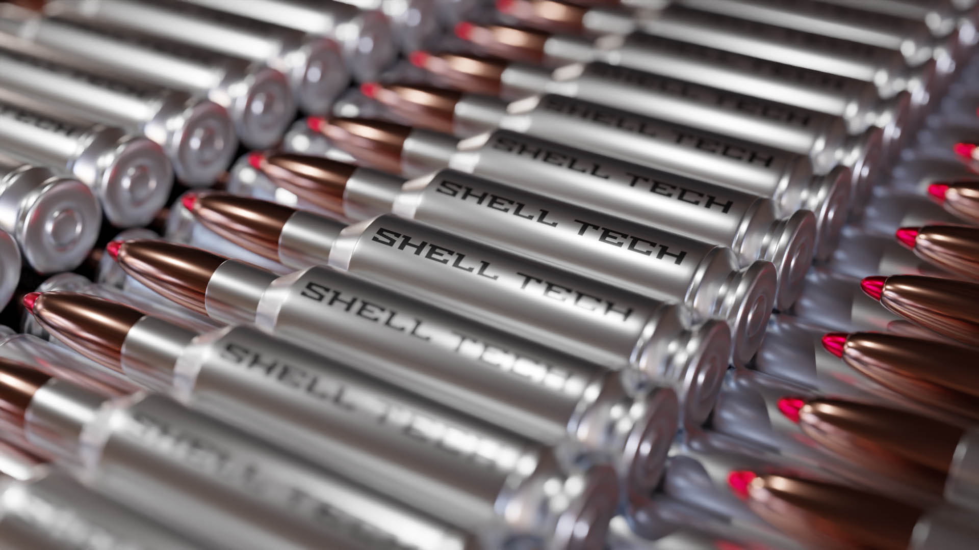 shell tech cartridges ammunition ammo box row line arrangement focus blur