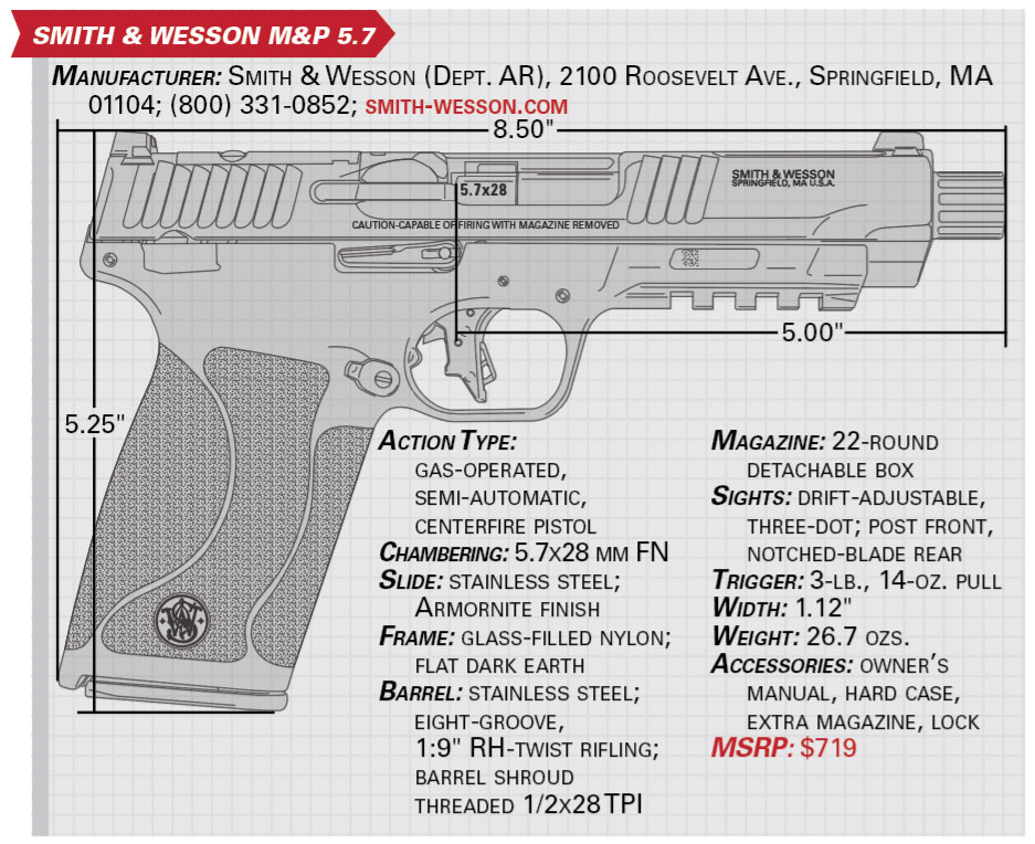 smith & wesson M&P 5.7 pistol handgun specifications drawing graphic measurements