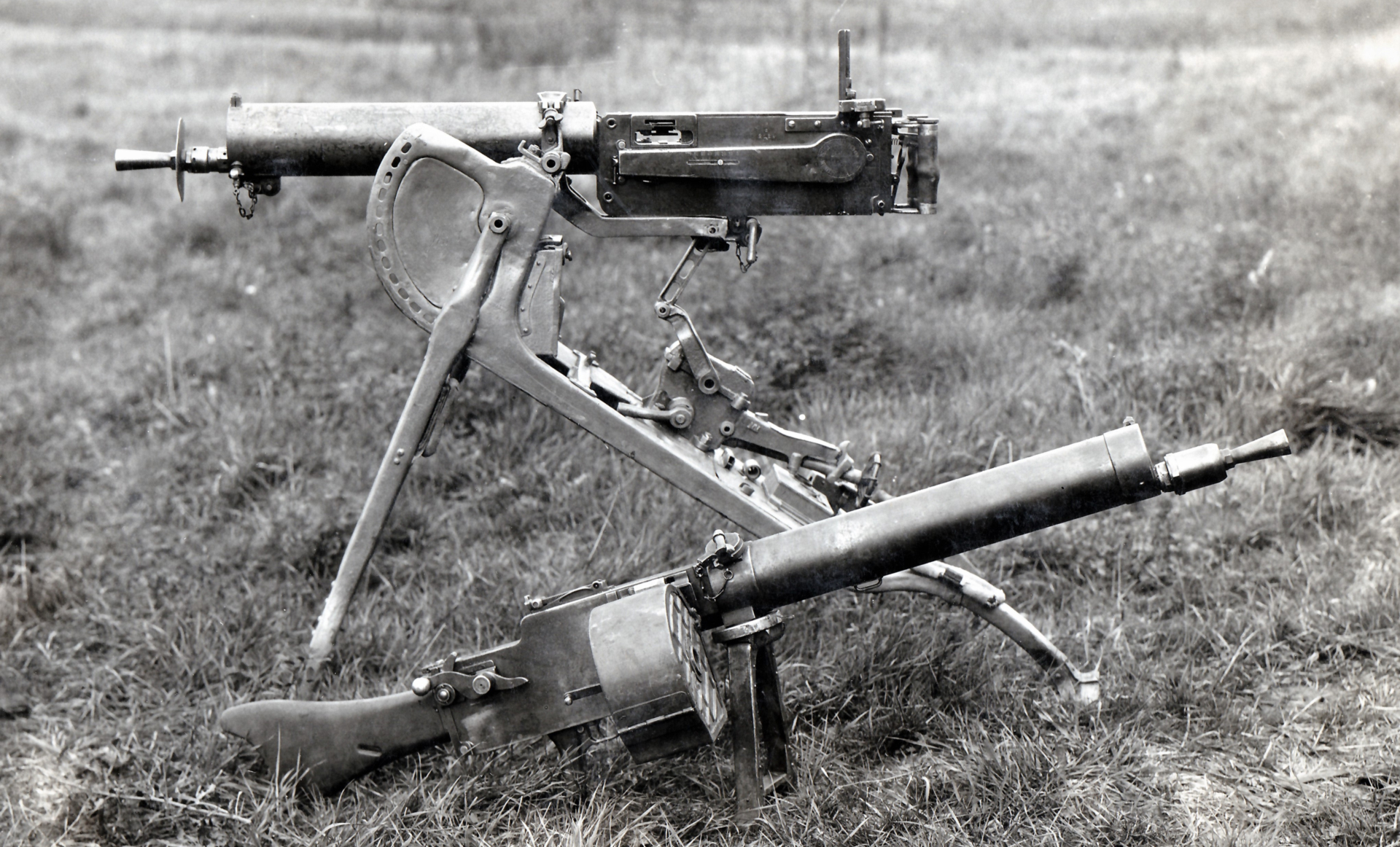 1)	The MG08 and the MG08/15 compared.  Captured by US troops in France, September 1918.  NARA photograph