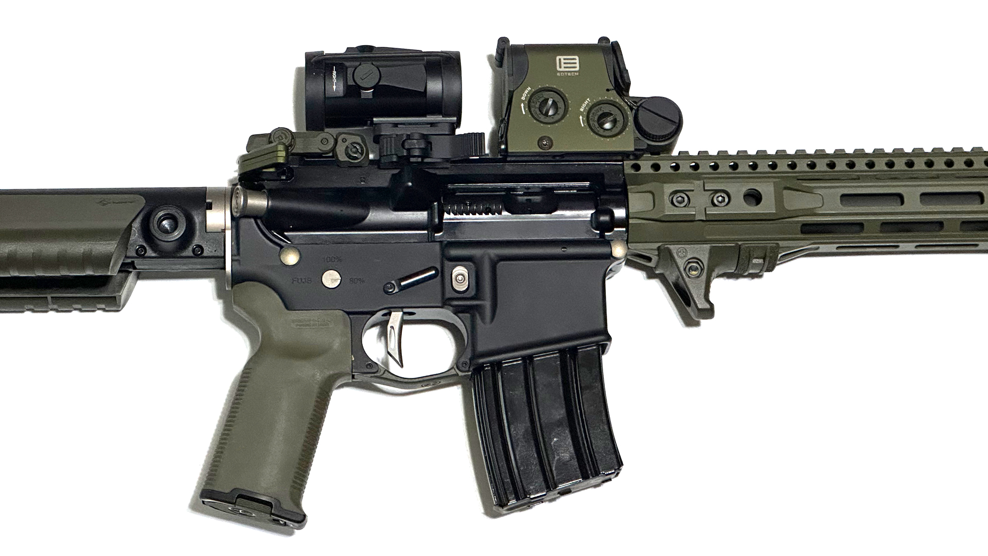 Olive Drab Green appointments on EOTECH optic and gun parts semi-automatic