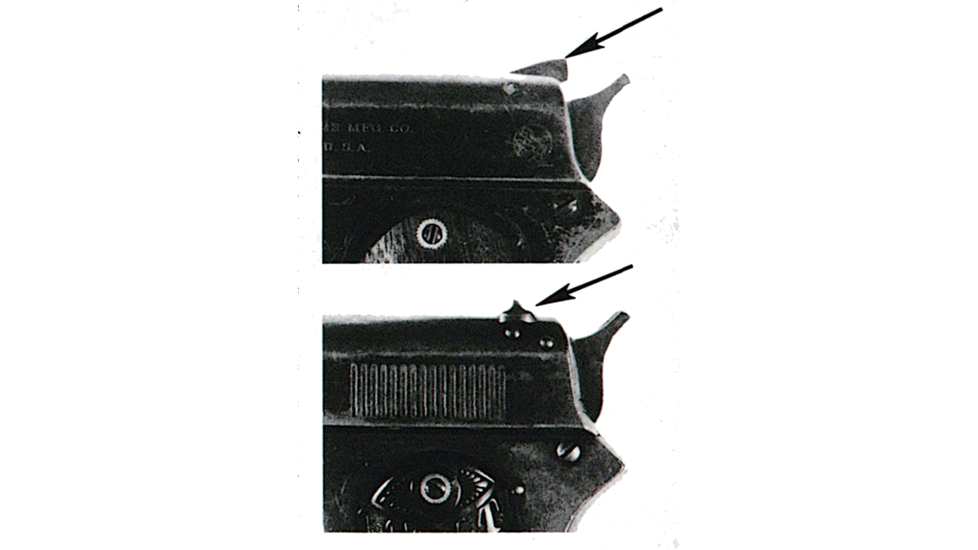 The first pistols combined the rear sight with a safety lever. The feature was discarded for separate safeties and sights.