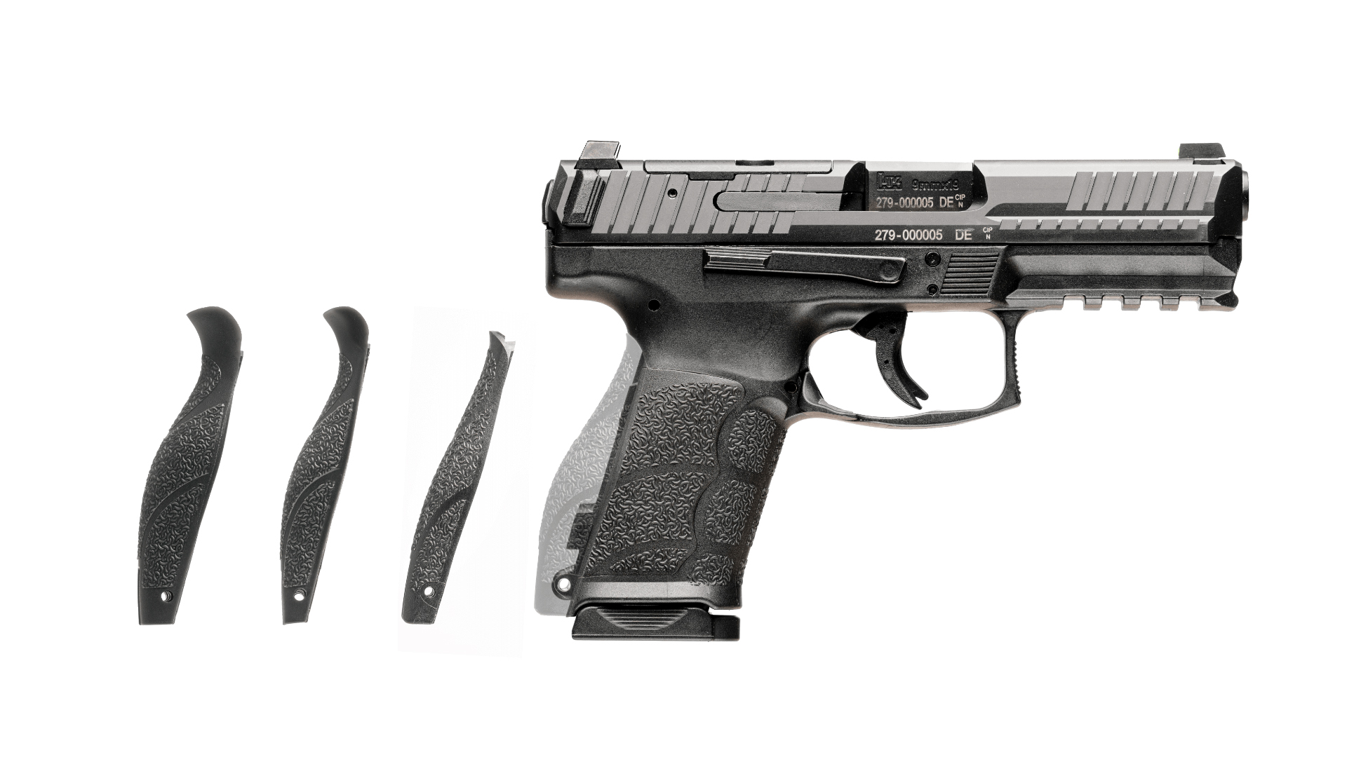 Right side of the Heckler & Koch VP9A1 shown with interchangeable backstraps.