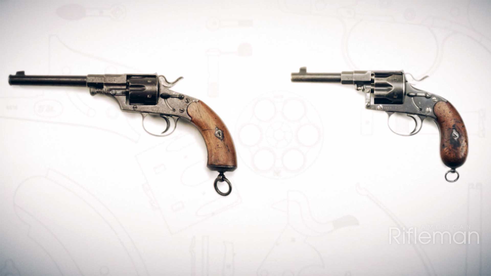 Side-by-side comparison of the M1879 and M1883 German Commission Revolvers.