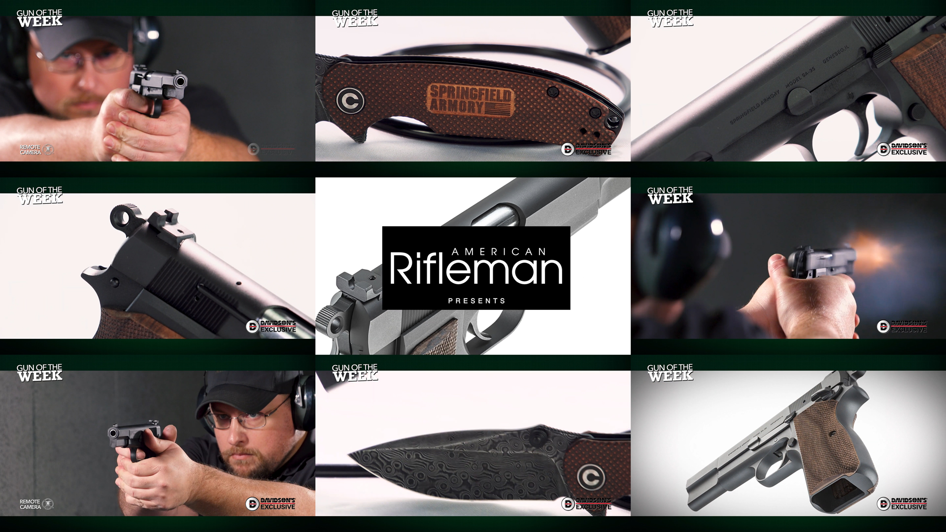 Gun Of The Week American Rifleman Springfield Armory SA-35 CIVIVI knife combo detail images 9 pictures arrangement tiles