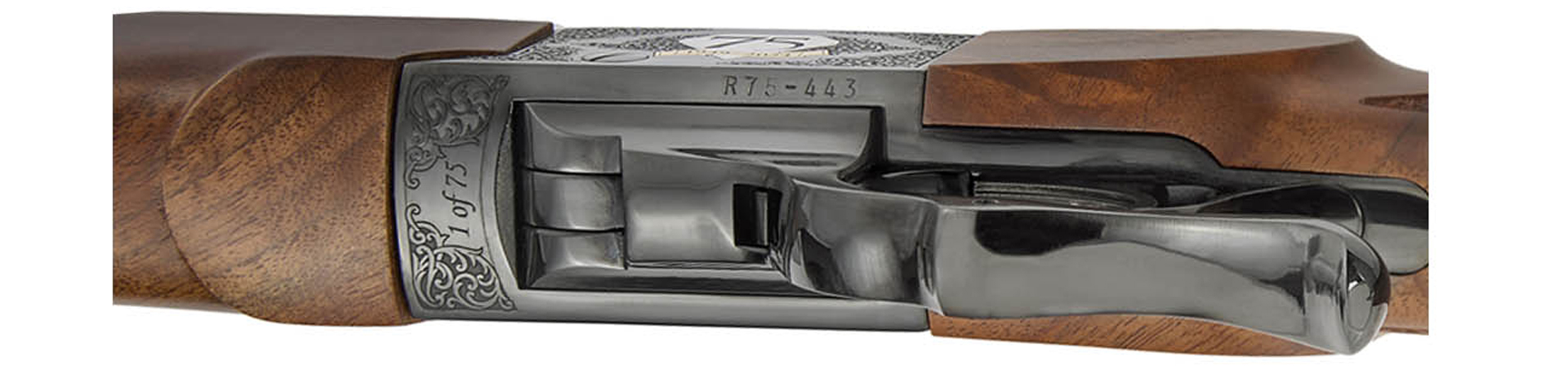 Ruger No. 1 bottom-side view engraving serial number 1 of 75 limited edition rifle 75th Anniversary Ruger