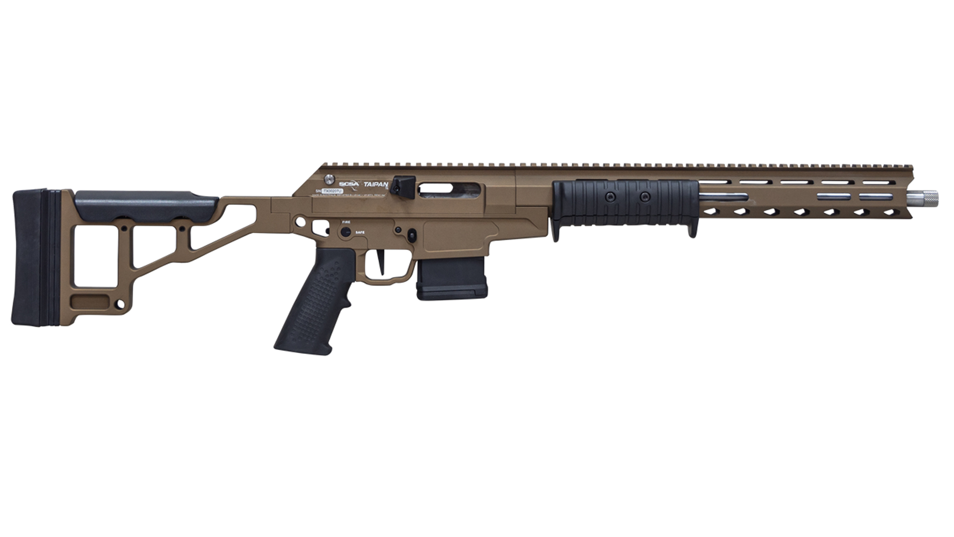An FDE-finished model of the Legacy Sports Taipan X rifle.