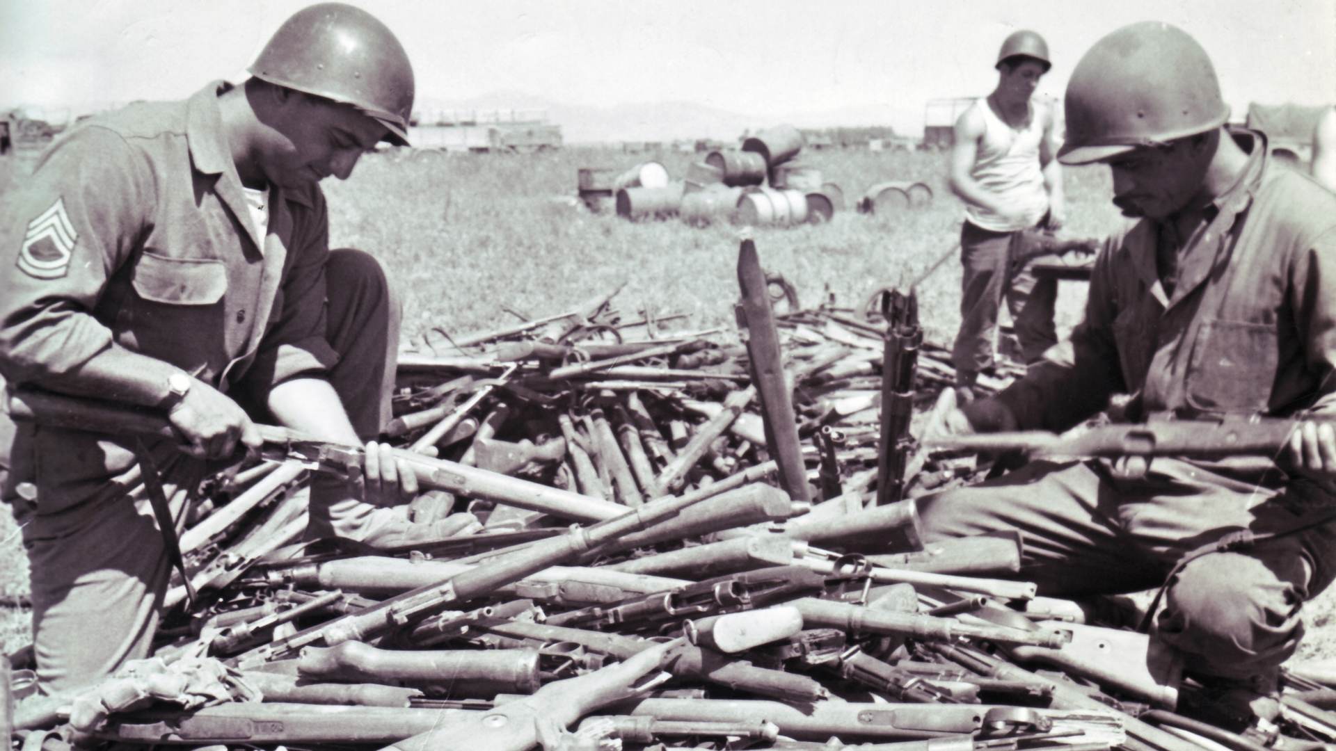 A nightmare for Mauser rifle collectors:  A massive pile of Karabiner 98k parts at the end of the North African campaign.