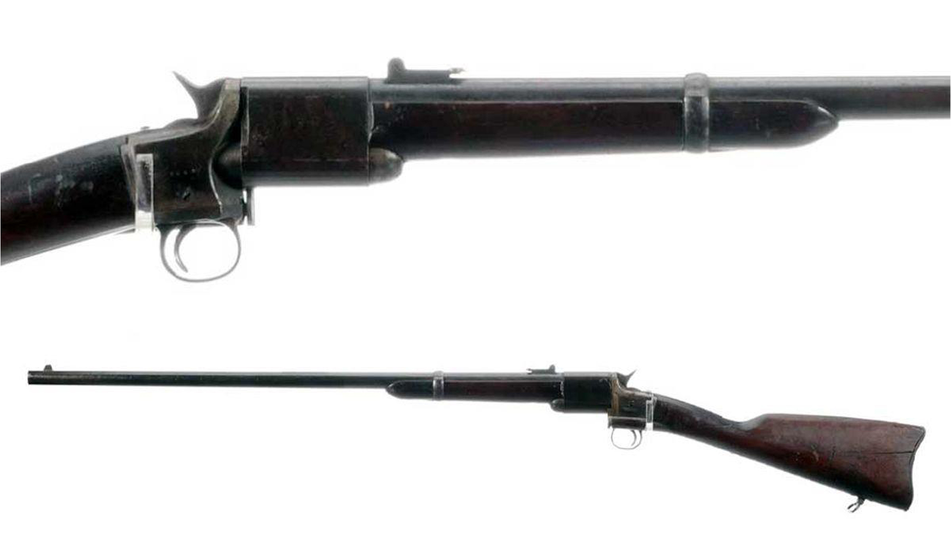 Left- and right-side view of Triplett & Scott rimfire carbine civil war gun