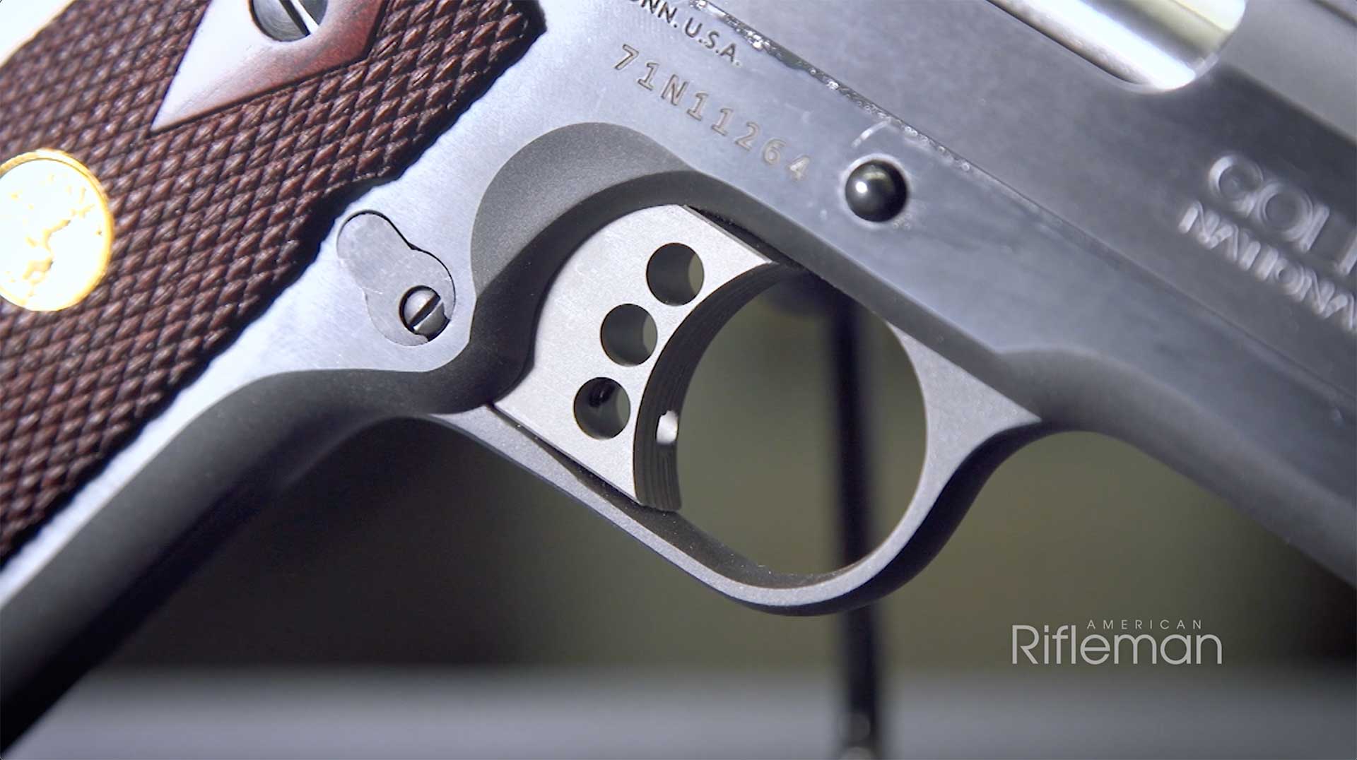 Trigger on the Colt Gold Cup National Match M1911.