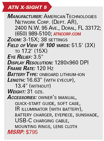 ATN X-Sight 5 specs