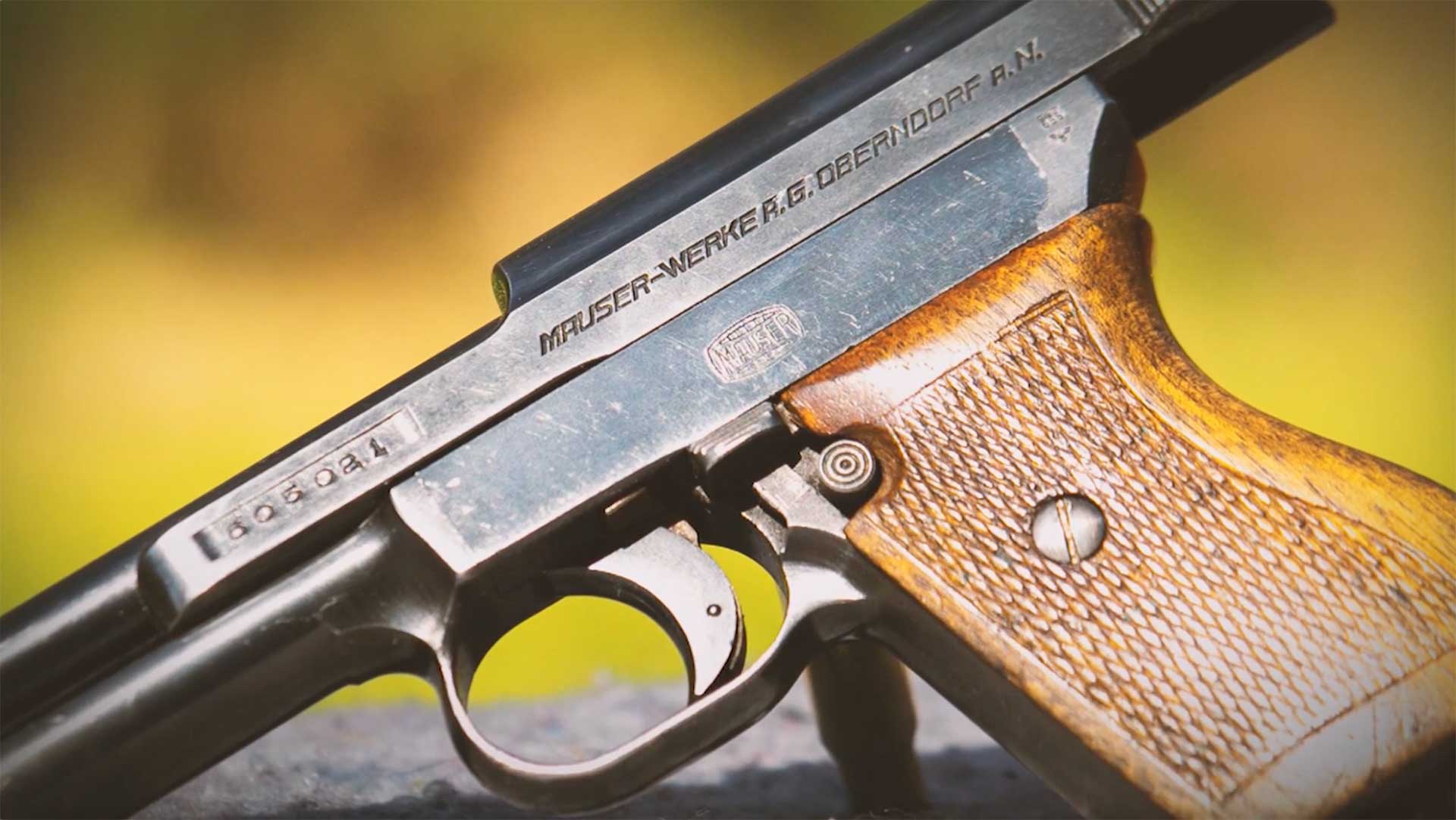 Left side controls of a Mauser Model 1934 pistol.