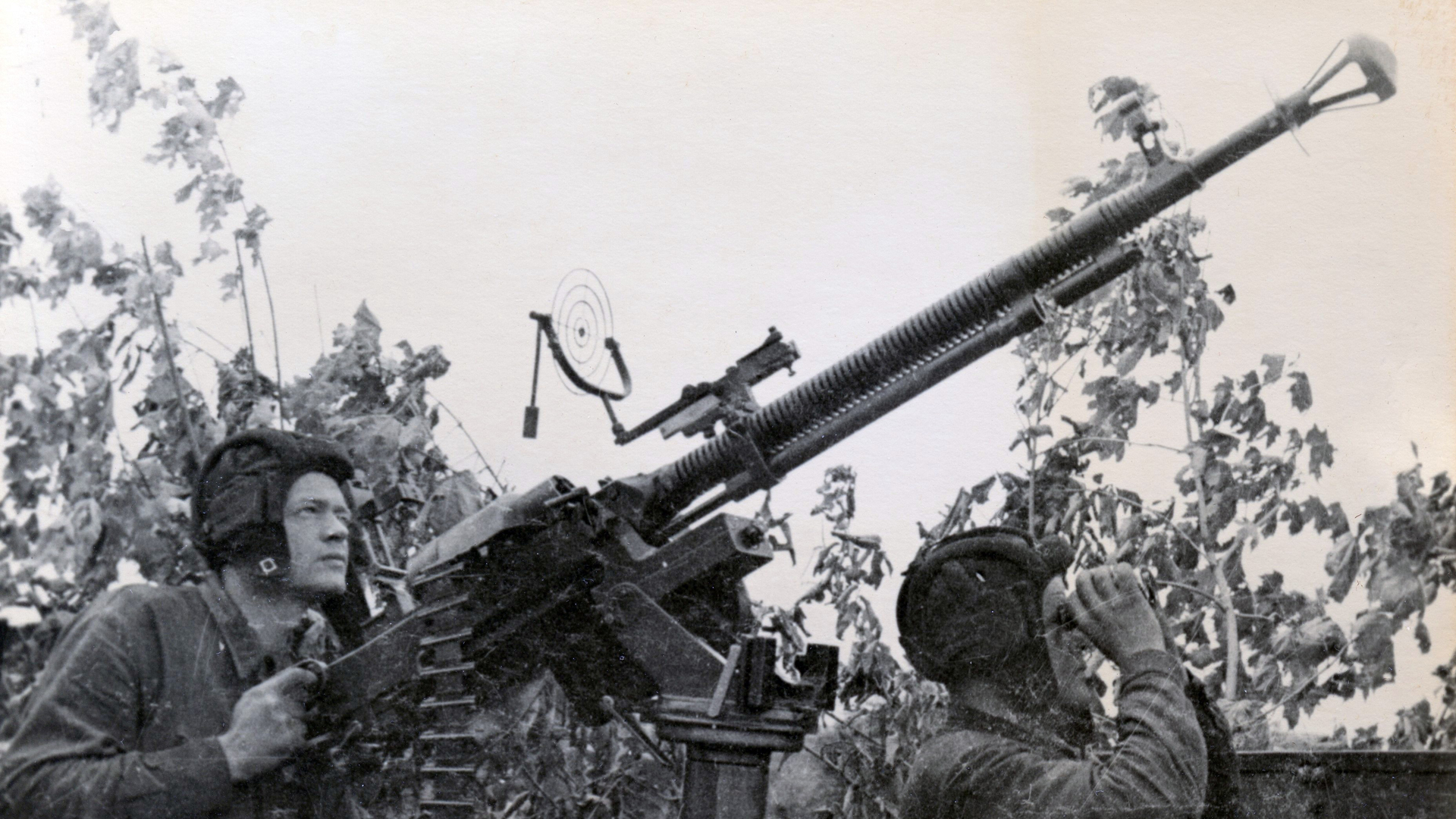 A DShK serving as AA defense for a Soviet armored train.