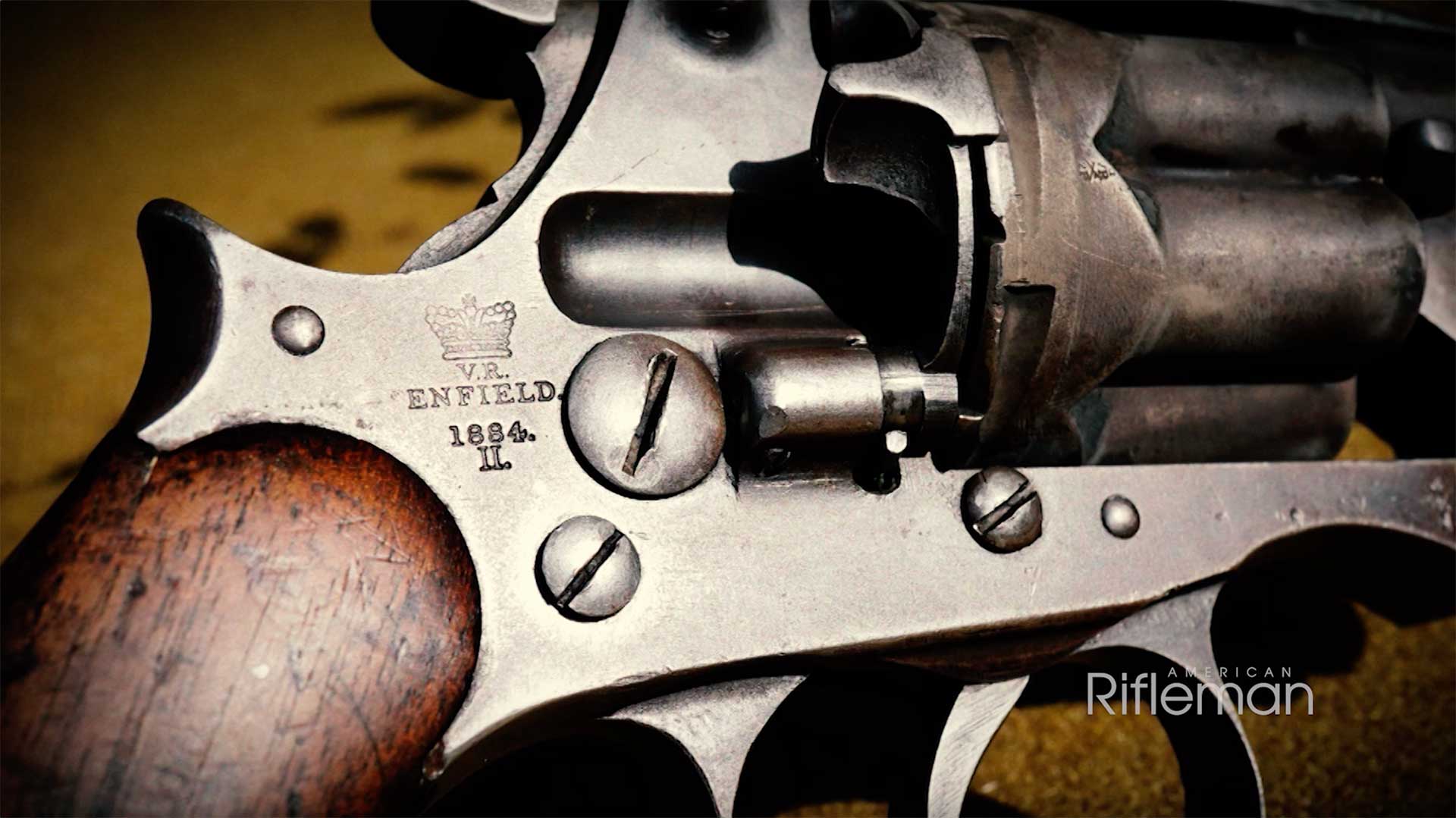 Markings on the right side of this Enfield Mk II revolver dated 1884.
