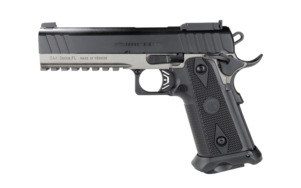 EAA Girsan Witness 2311 pistol left-side view double-stack 1911 two-tone finish shown on white background