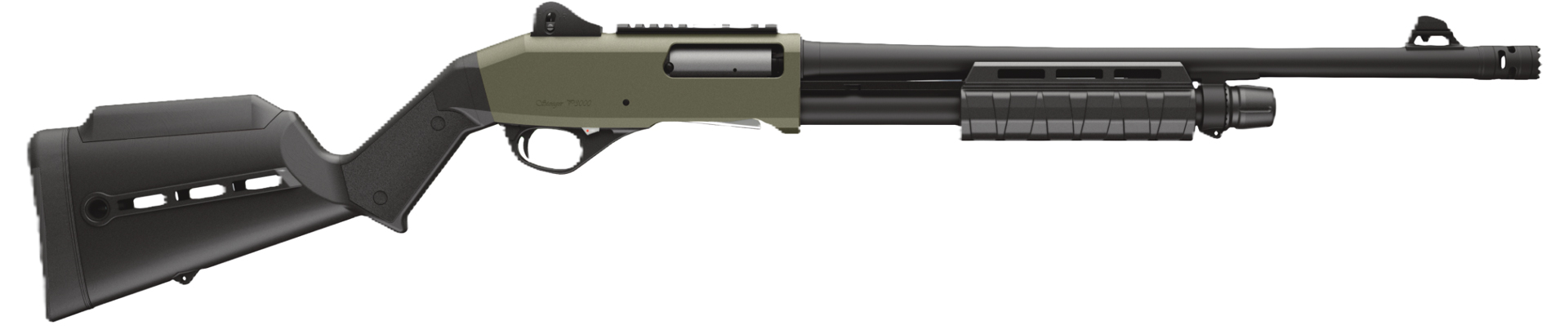 New For 2025: Stoeger P3000 Tactical pump-action shotgun right-side view cerakote finish fde