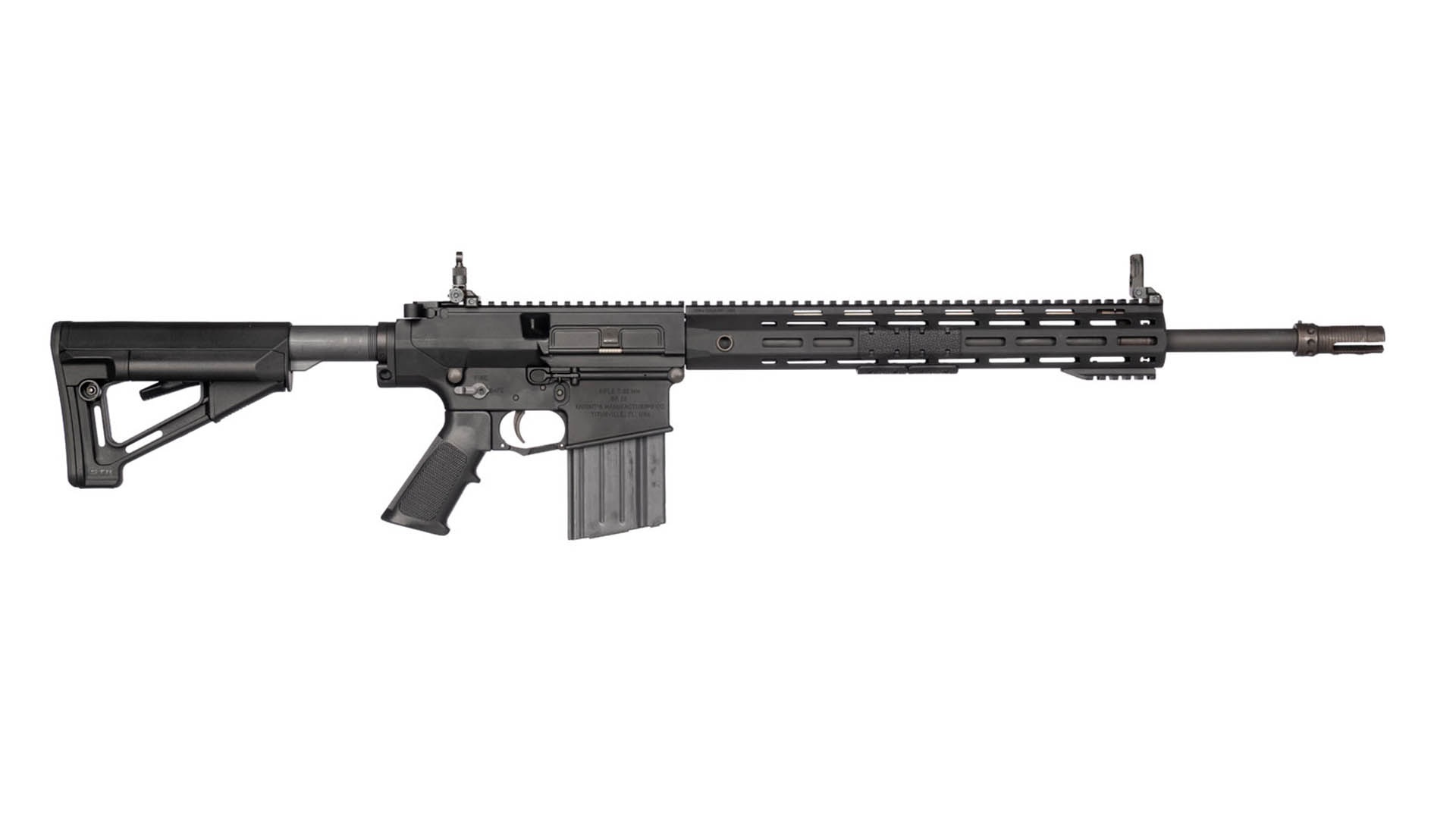 Knight's Armament SR-25 Rifle right-side view black metal plastic gun