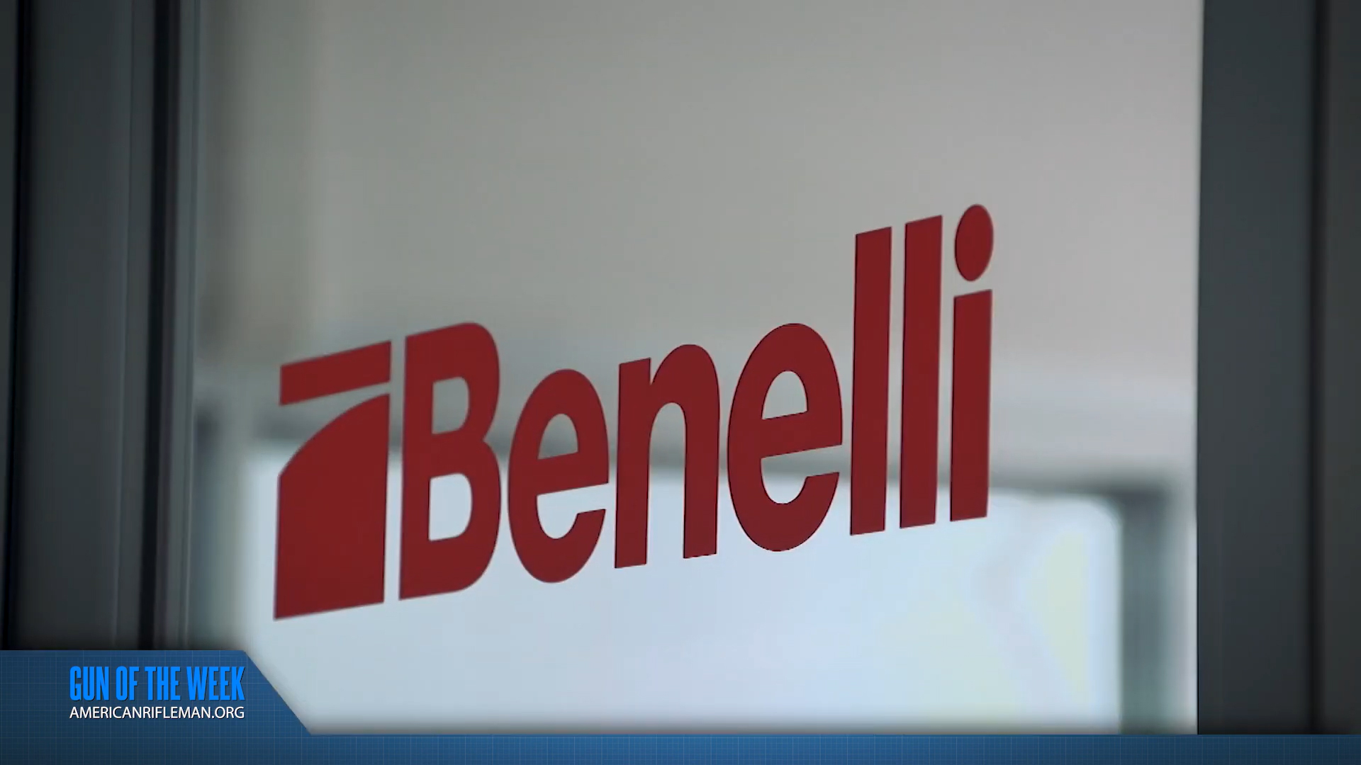 BENELLI GUN OF THE WEEK text on image red company logo center