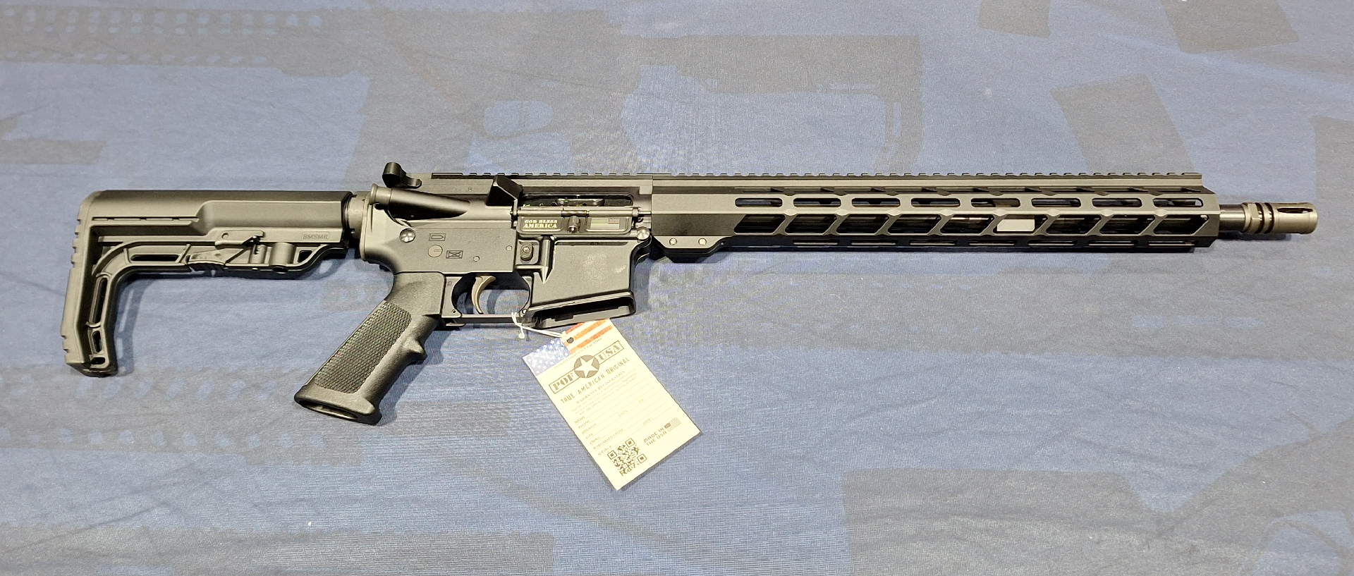 Patriot Ordnance Factory P-15 rifle right-side view shown with tag