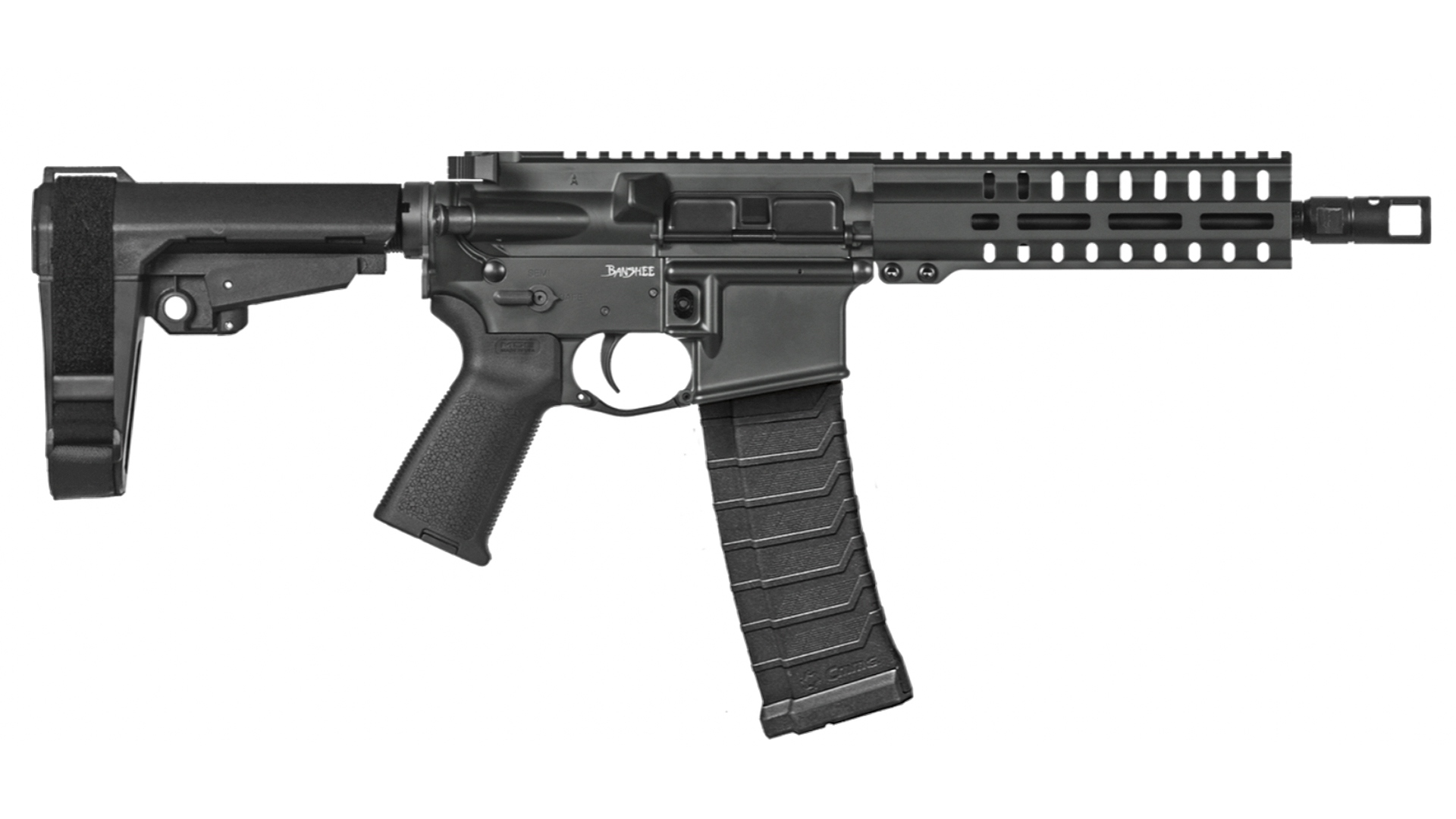 CMMG FourSix right-side view gun pistol semi-automatic AR-15 black aluminum plastic