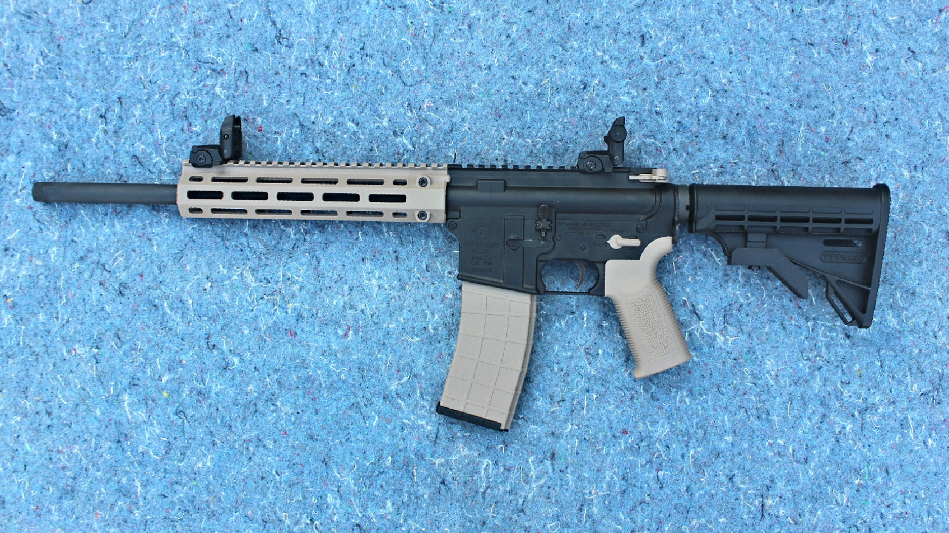 Tippmann M4-22 LTE carbine left-side view black and fde color scheme