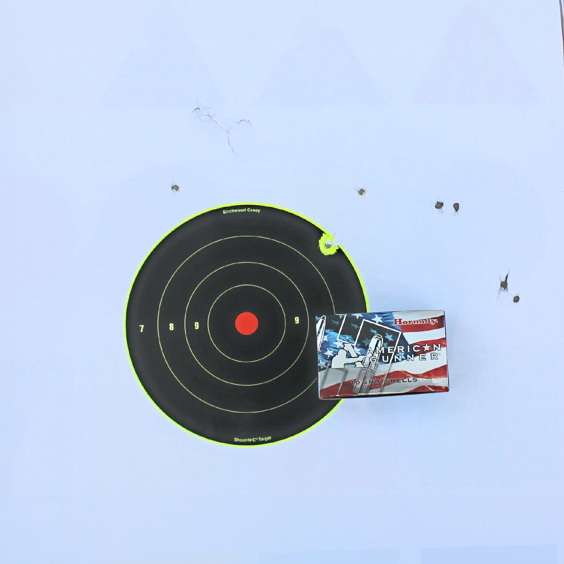 Heritage Badlander shotgun accuracy testing pattern ammunition box bullseye holes
