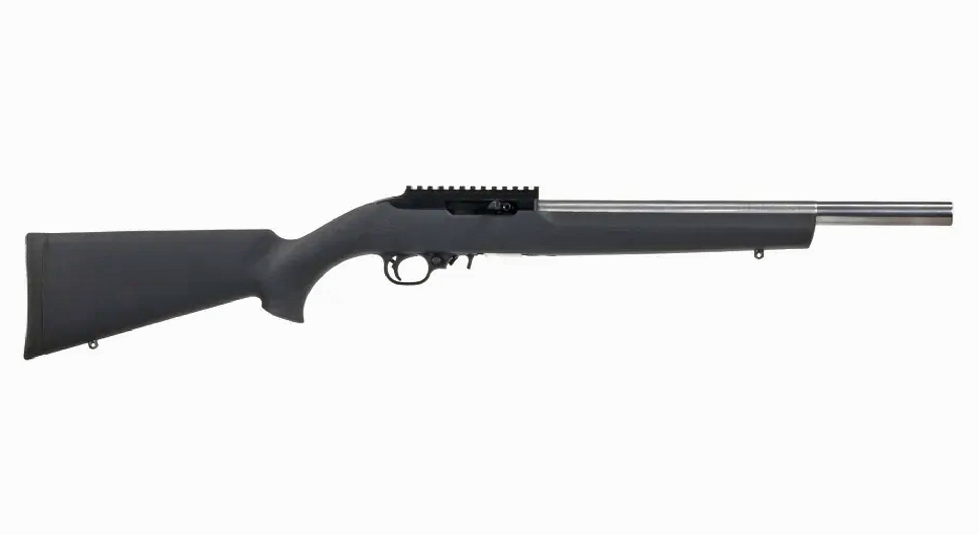 Bear Creek Arsenal BC-200 rimfire rifle right-side view black stock stainless steel barrel picatinny rail